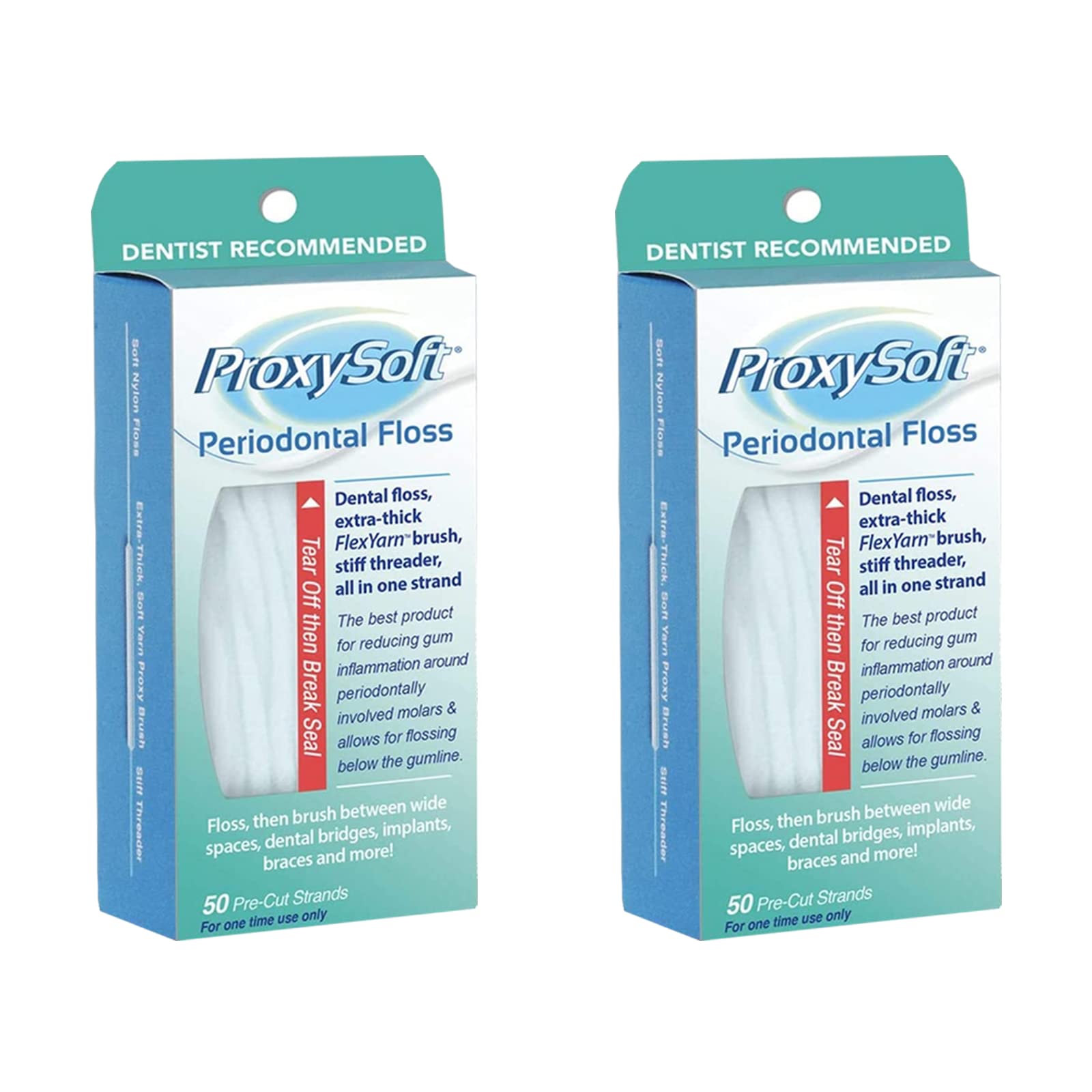 **ProxySoft Periodontal Floss, 2 Packs - Dental Floss Threader for Braces & Teeth, Thick ProxyBrush for Gum Health & Periodontal Care - Orthodontic Flossers for Daily Oral Hygiene - Perfect for Braces, Bridges, and Dental Implants**