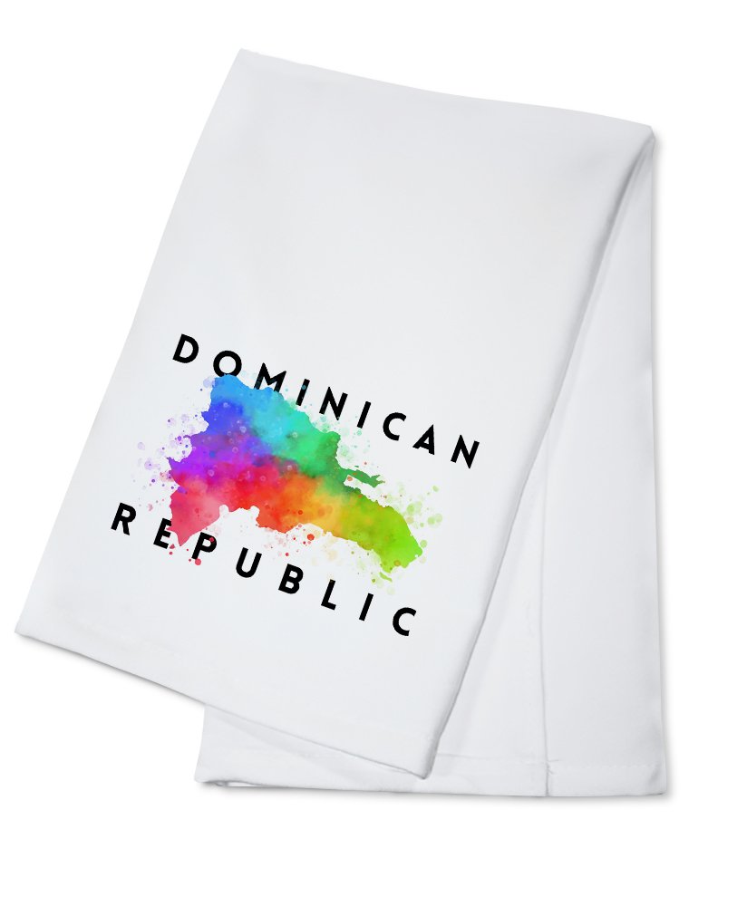 Dominican Republic Abstract Watercolor Tea Towel - 100% Cotton Decorative Hand Towel for Kitchen & Home Decor - Perfect for Drying Dishes, Gift Giving & Farmhouse Style Decor