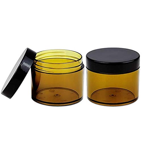 Beauticom 60ml (2oz) Amber Plastic Jars with Black Lids - 384 Pack Leak-Proof Round Containers for Cosmetics, Lotions, Creams & Ointments | Perfect for DIY Skincare, Travel Toiletries & Small Item Storage