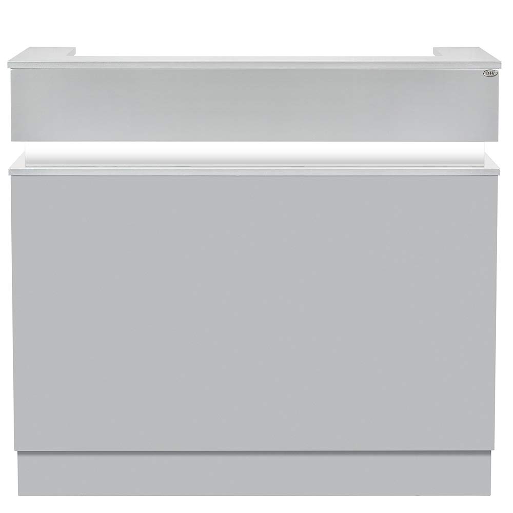 Langara Silver Grey LED Lighted Reception Desk - Modern Office Counter for Lobby, Waiting Area & Front Desk (Professional Reception Lighting Solution)