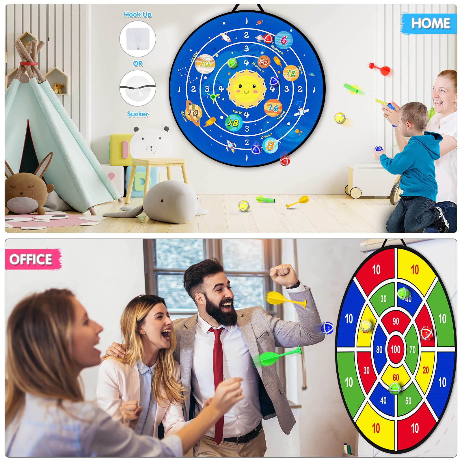 22-Piece Kids Double-Sided Dart Board Set - Safe Indoor/Outdoor Sports Toy for Boys & Girls Ages 5-9 | Fun Birthday Gift for Kids & Adults | Perfect for Parties, Family Game Nights & Backyard Activities
