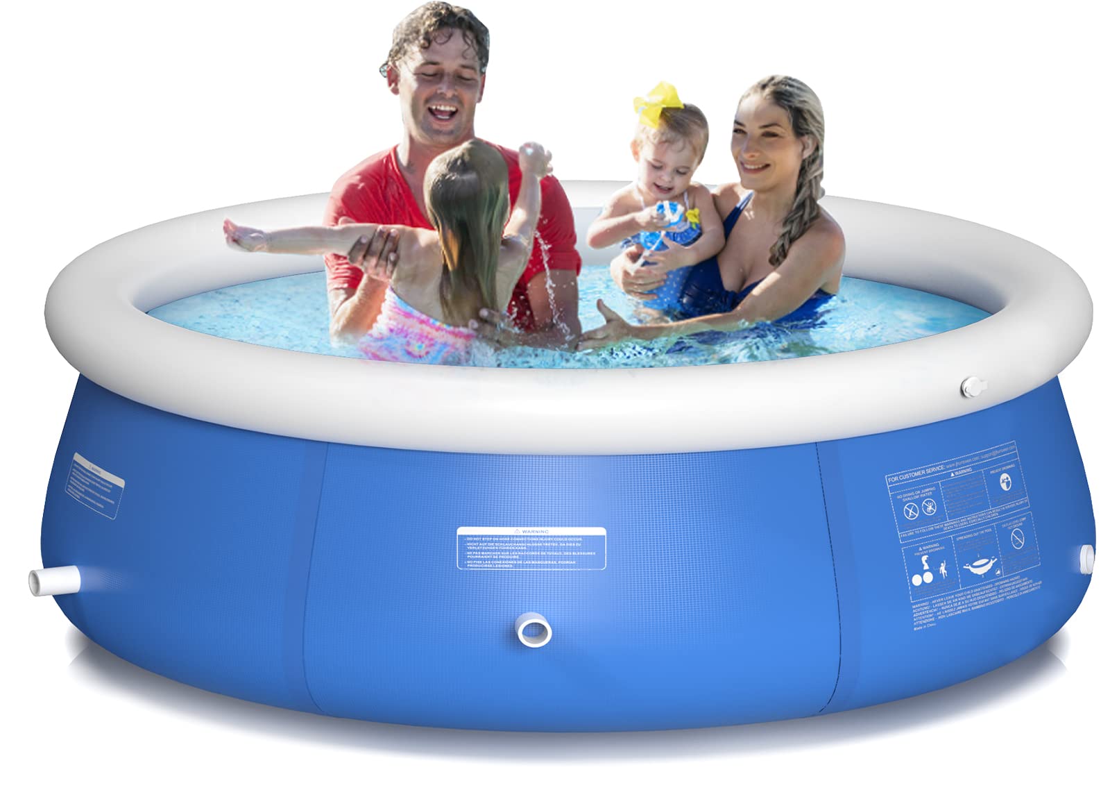 8ft x 25in Inflatable Above Ground Swimming Pool for Kids & Adults - Round Top Ring Wading Pool for Family Summer Fun - Perfect for Backyard, Garden, and Outdoor Water Play