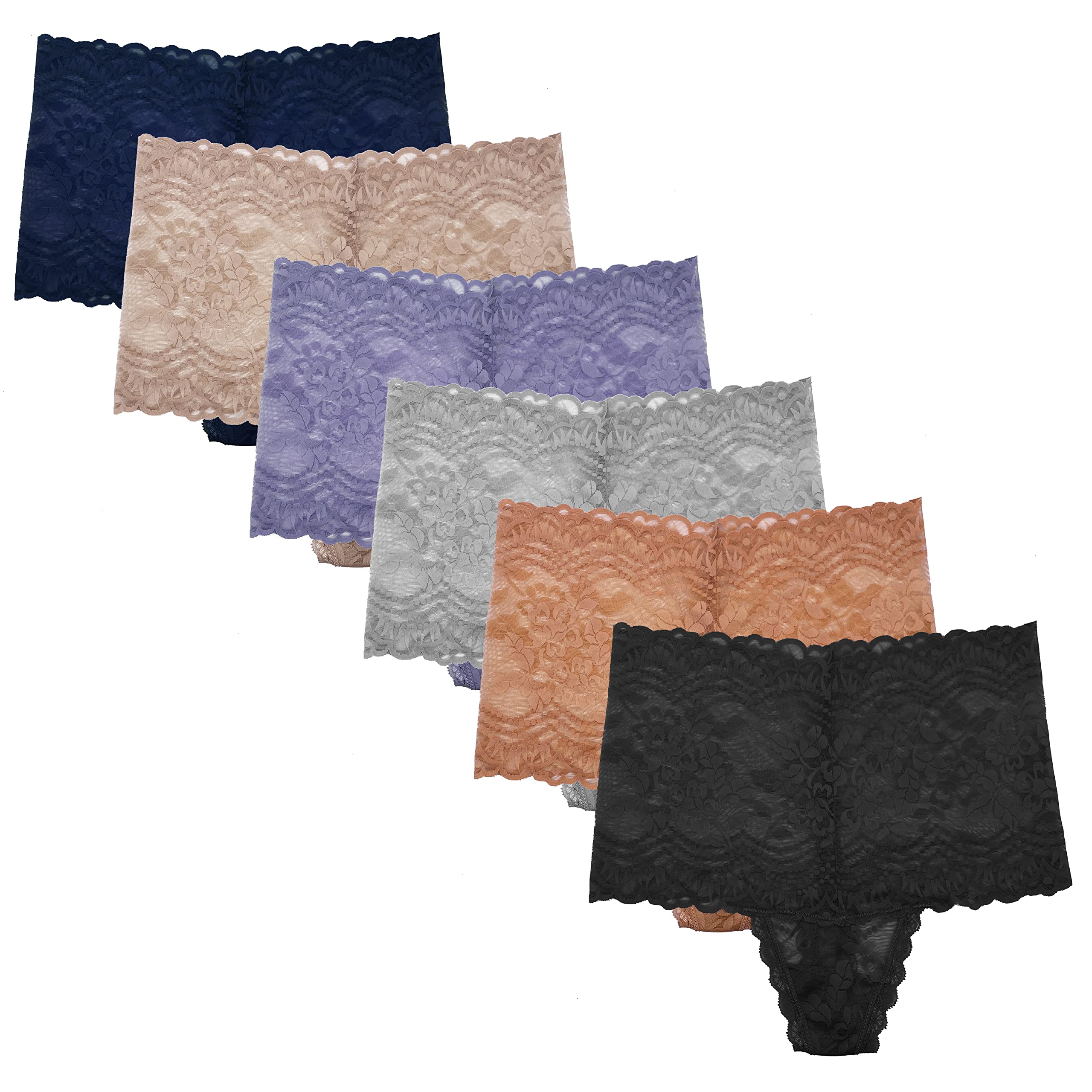 Retro High Waisted Lace Thong Panties for Women - Seamless Cotton Underwear Plus Size - Comfortable Everyday Wear & Special Occasions