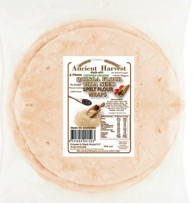 Organic Ancient Harvest Quinoa Chia Seed Spelt Flour Wraps - 220g | Gluten-Free, Non-GMO, Vegan Tortillas for Healthy Wraps, Tacos & Sandwiches