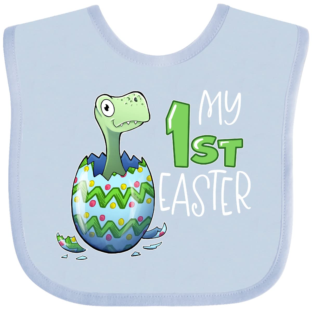 Inktastic My 1st Easter Dinosaur Hatching Easter Egg Baby Bib - Cute Dinosaur Design for Easter Outfits & Photo Shoots