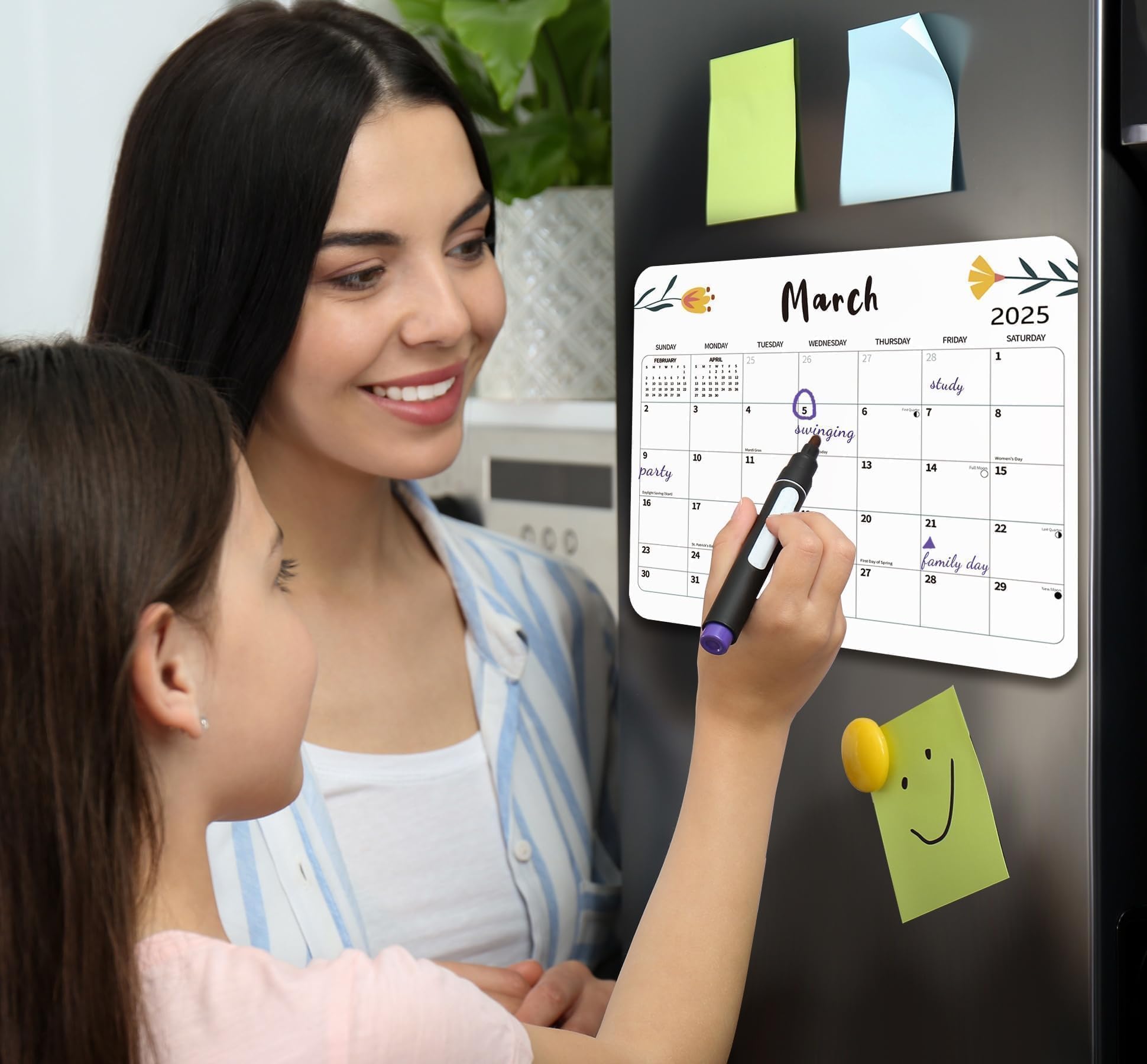 2025 Magnetic Refrigerator Calendar - 12 Month Dry Erase Wall Planner (8