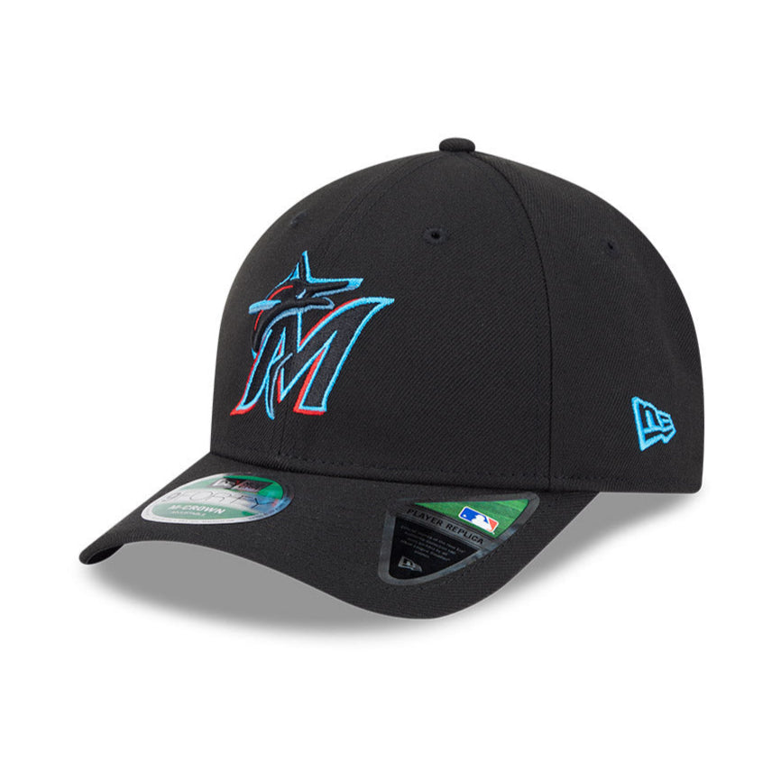 New Era 9Forty Miami Marlins Snapback Baseball Cap - Adjustable Black Game Hat for Men & Women | Perfect for Baseball Games, Sports Events & Casual Wear
