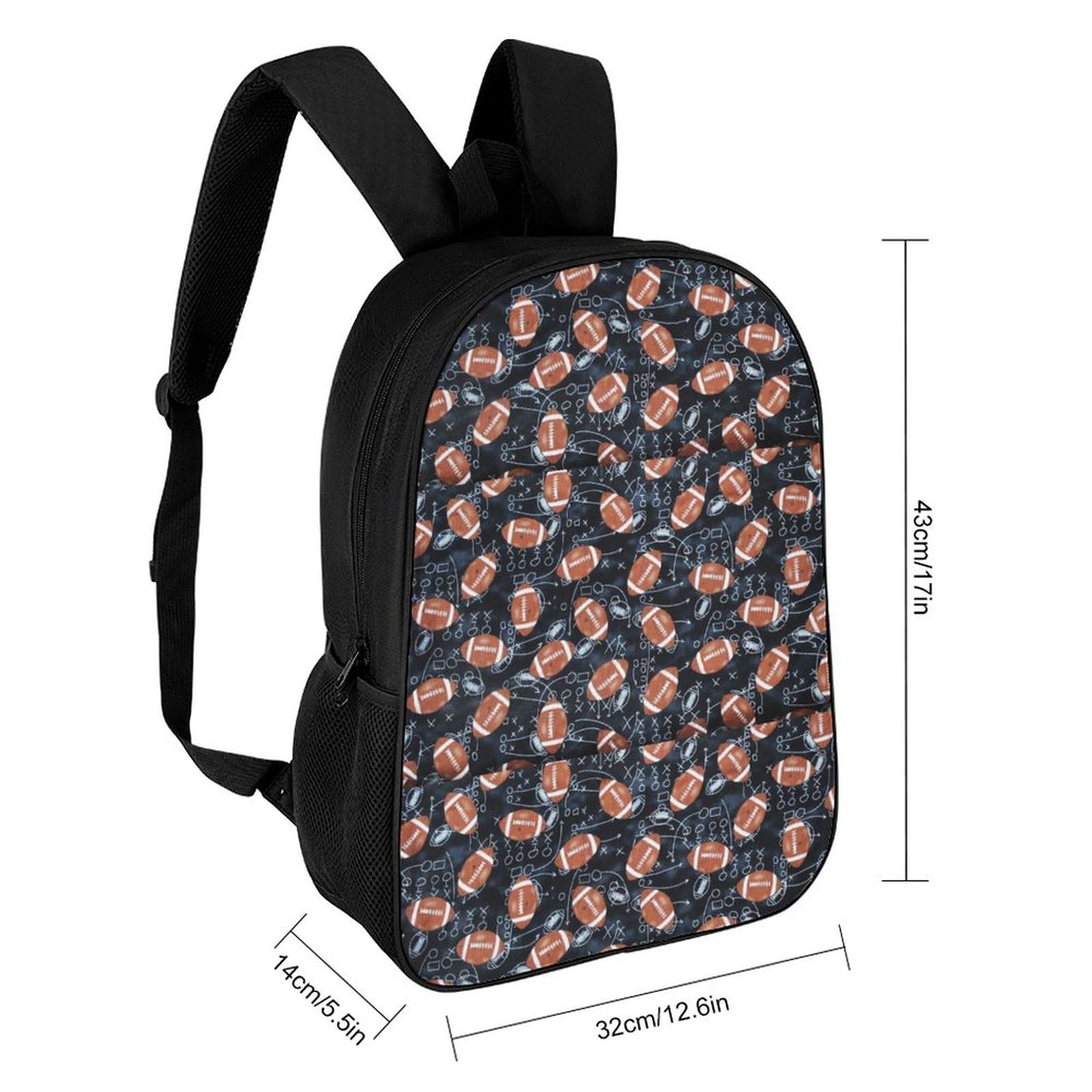 IOEDTHBJ 17 Inch American Football Pattern Backpack - 3D Printed Laptop Bag for School & Travel - Durable Computer Backpack for Men & Women - Perfect for College, Work & Sports Fans
