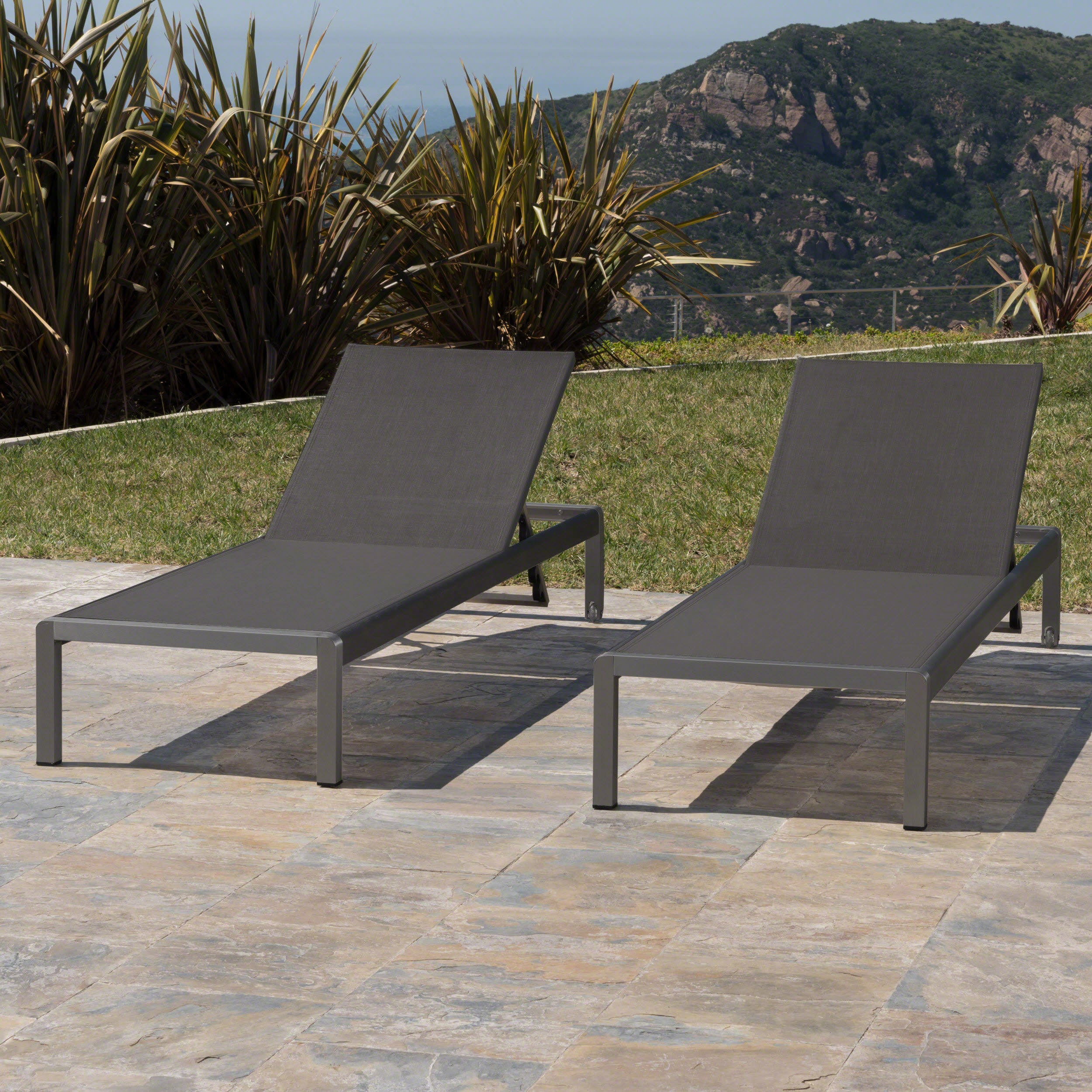 Cape Coral KD Chaise Lounge Set of 2 in Gray (MP2) - Perfect for Patio, Poolside & Outdoor Relaxation