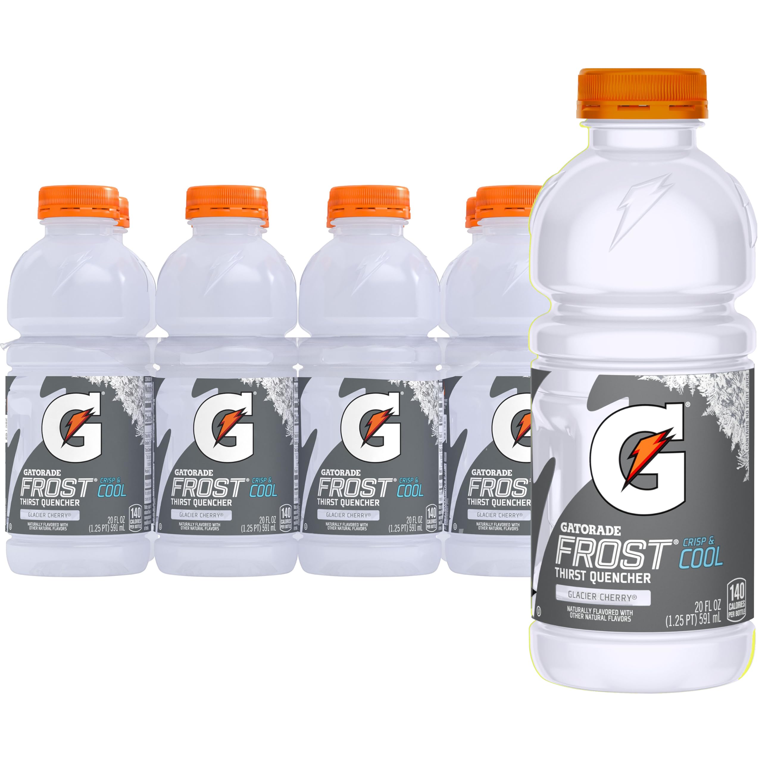 Gatorade Thirst Quencher Sports Drink - Frost Glacier Cherry Flavor, 20oz Bottles (8 Pack) | Electrolyte Rehydration for Athletes | Perfect for Workouts, Running & Sports Recovery