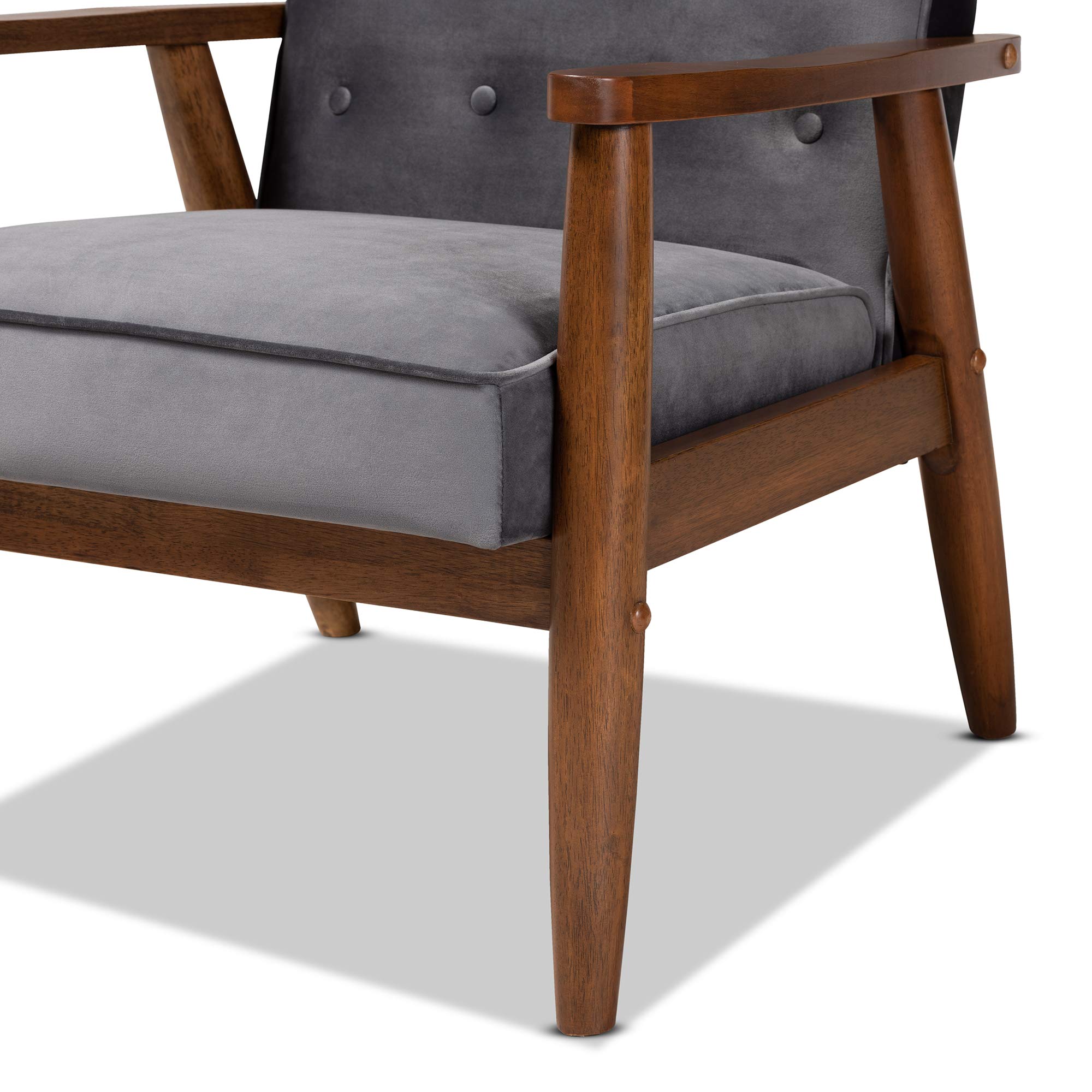 Baxton Studio Modern Office Chairs - Grey & Brown Upholstered Ergonomic Desk Chairs for Home & Office Workspace