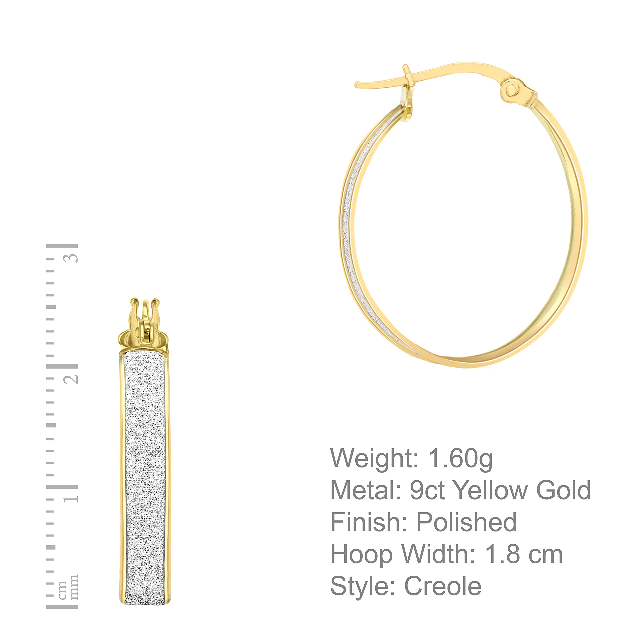 Carissima Gold 9ct Yellow Gold Stardust Creole Earrings for Women | Elegant Hoop Earrings for Party, Wedding & Everyday Wear