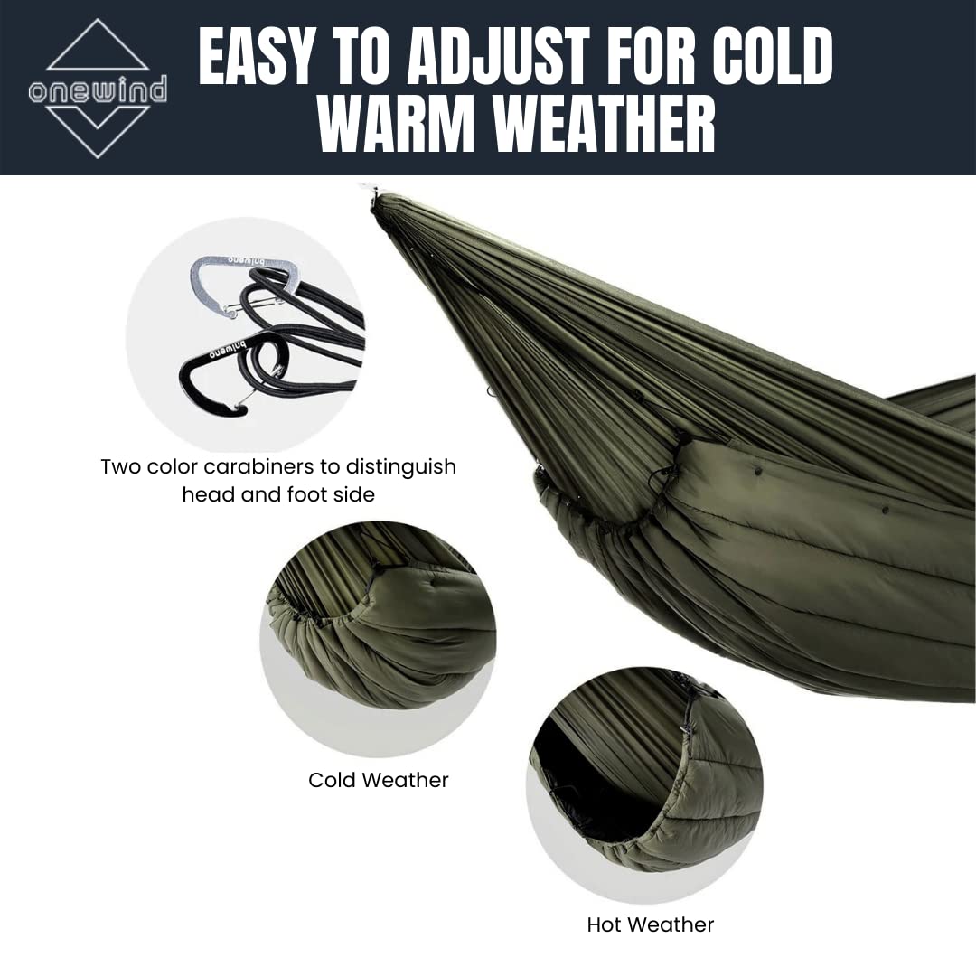 OneWind Windproof Camping Hammock Underquilt Protective Cover - Lightweight Insulation for Cold Weather Backpacking & Outdoor Adventures