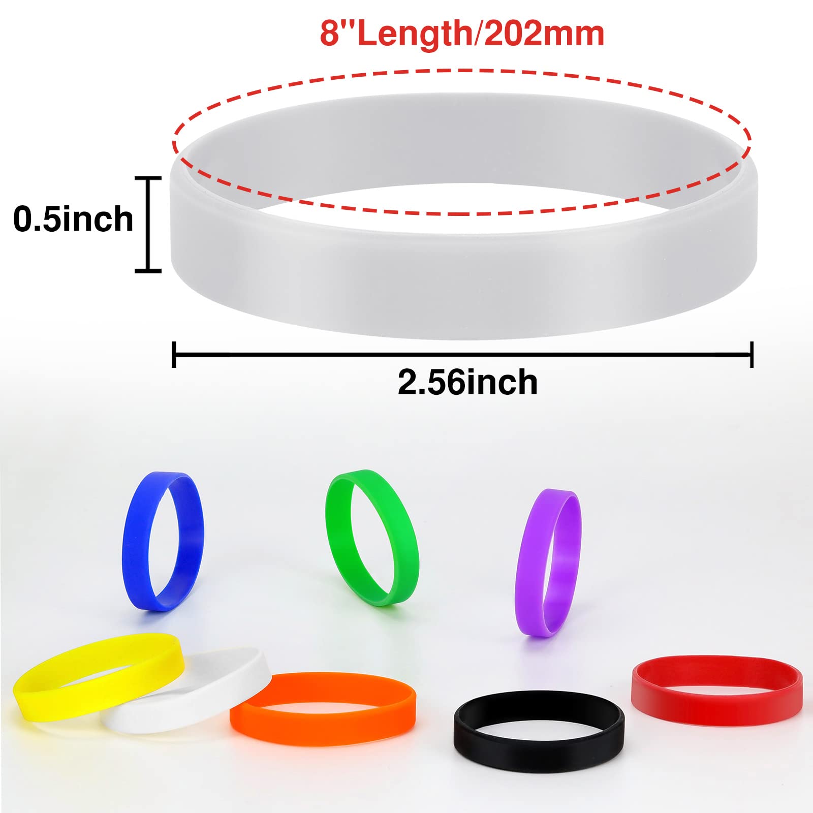 25PCS Blank Silicone Wristbands - Elastic Rubber Bracelets for Men & Women (White) - Bulk Wholesale for Events, Fundraisers & Team Spirit