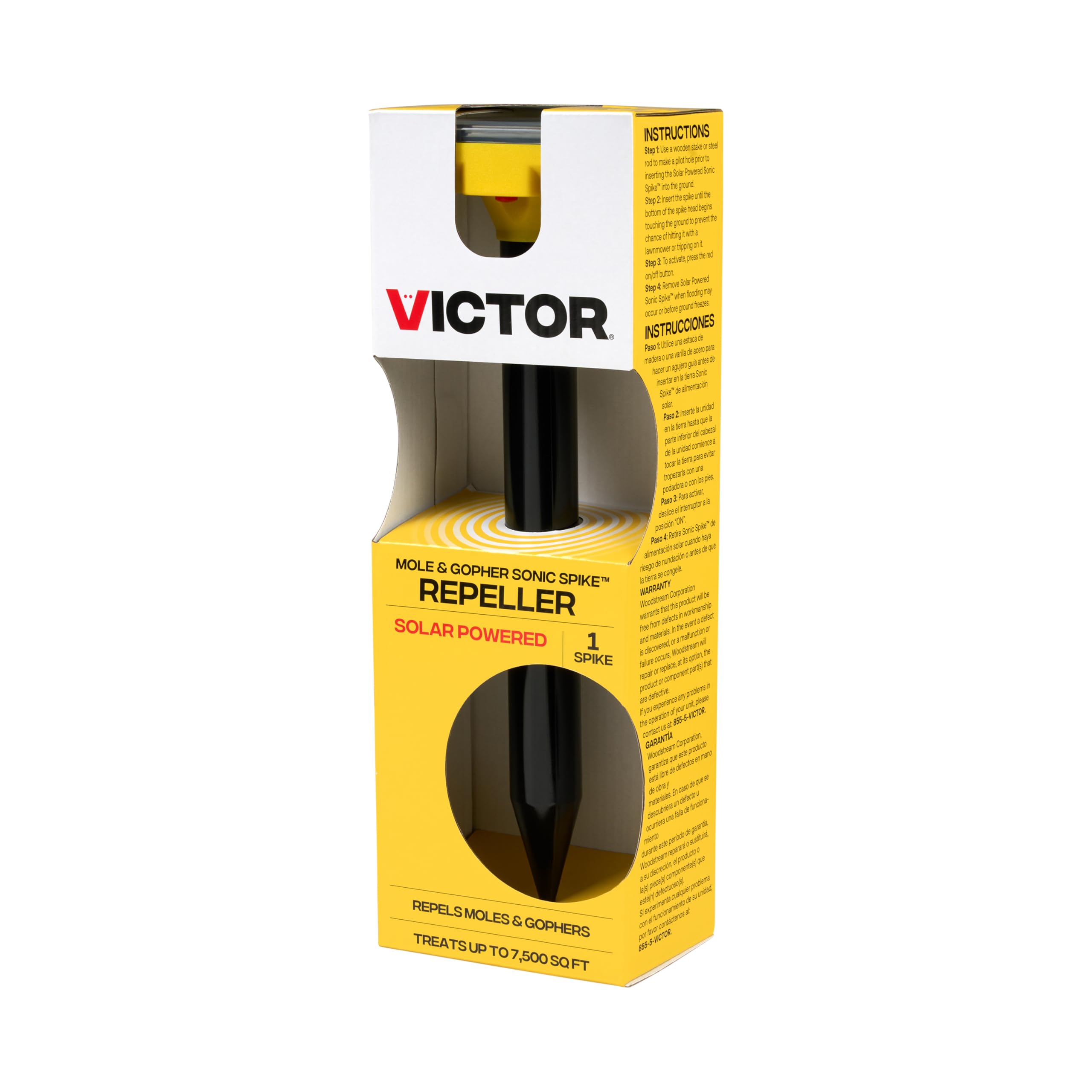 Victor M9014 Solar Powered Sonic Spike - Ultrasonic Mole & Gopher Repellent for Yard & Garden Protection | Eco-Friendly Pest Control Solution for Lawns, Farms & Outdoor Spaces