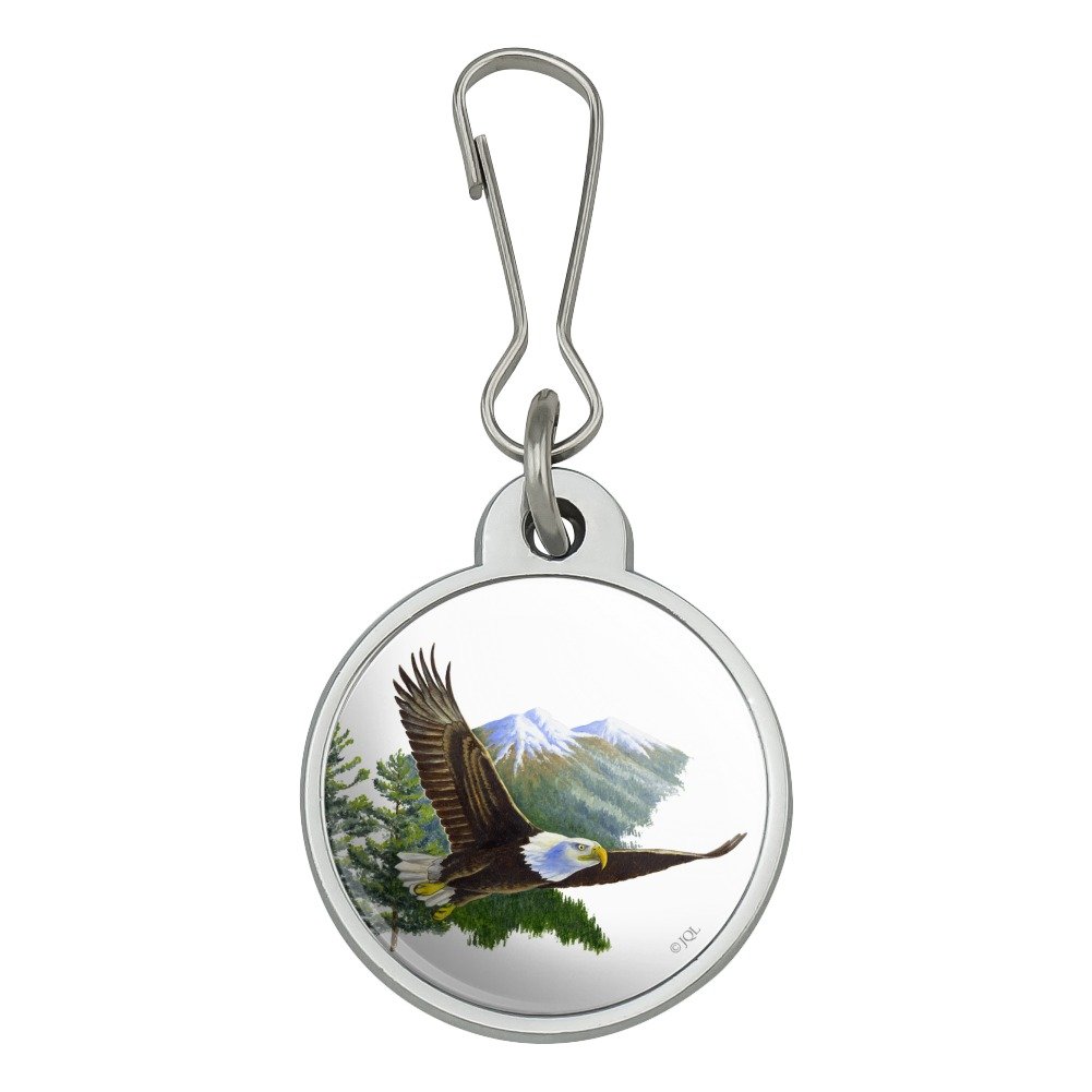 Bald Eagle Flying Over Mountains Scenic Zipper Pull Charm - Decorative Accessory for Jackets, Handbags, Purses, Luggage & Backpacks | Perfect for Outdoor Enthusiasts & Nature Lovers