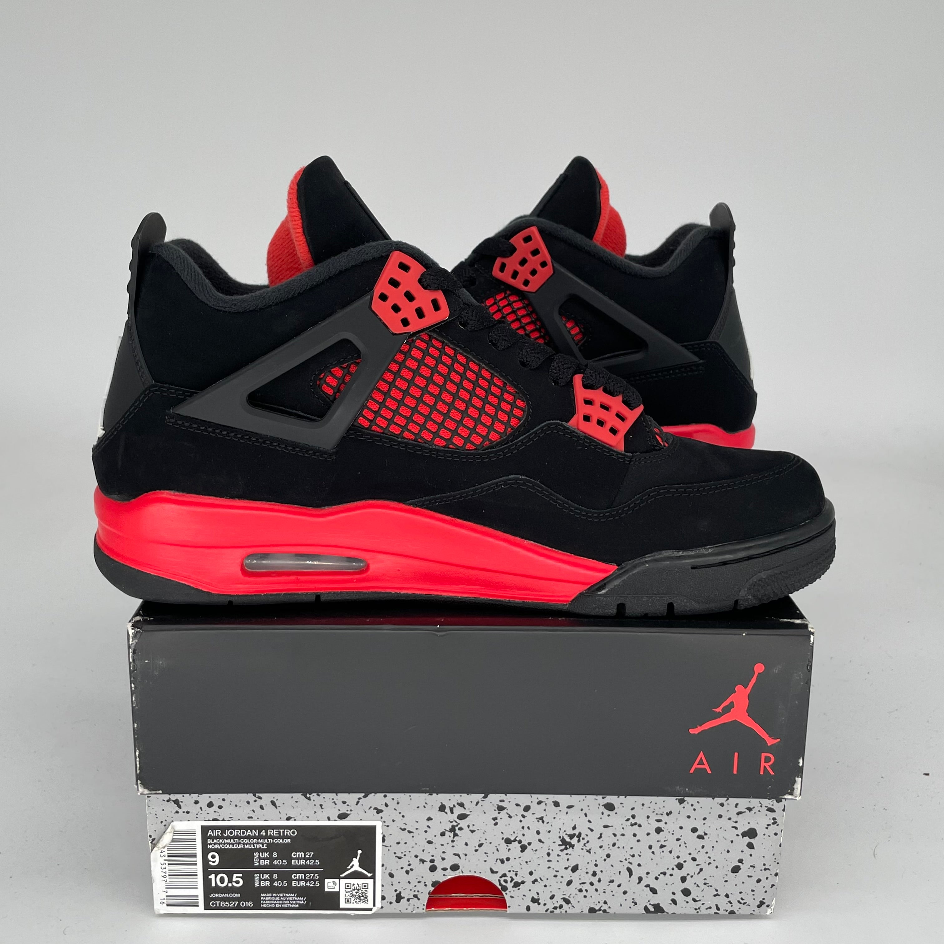 AIR JORDAN 4 RED THUNDER SIZE 9 MEN'S BASKETBALL SHOES CT8527-016 - Perfect for Streetwear Fashion & Basketball Games