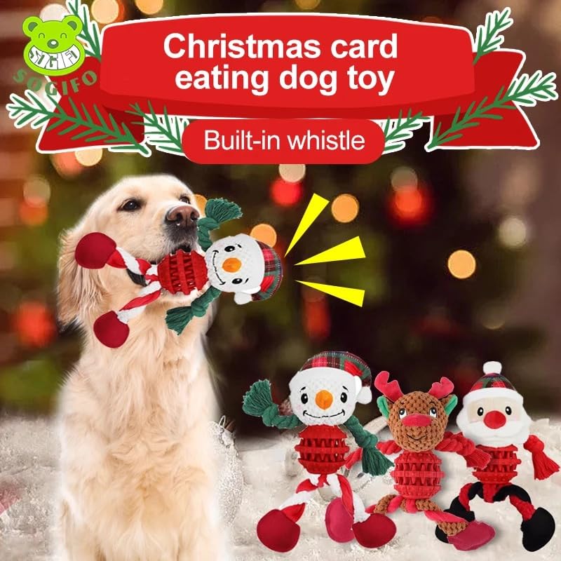 Premium Durable Snowman Dog Chew Toy for Medium & Large Breeds - Christmas Rope Toy with Plush & Rubber for Teeth Cleaning, Interactive Play - Perfect for Holiday Gifting & Indoor/Outdoor Playtime