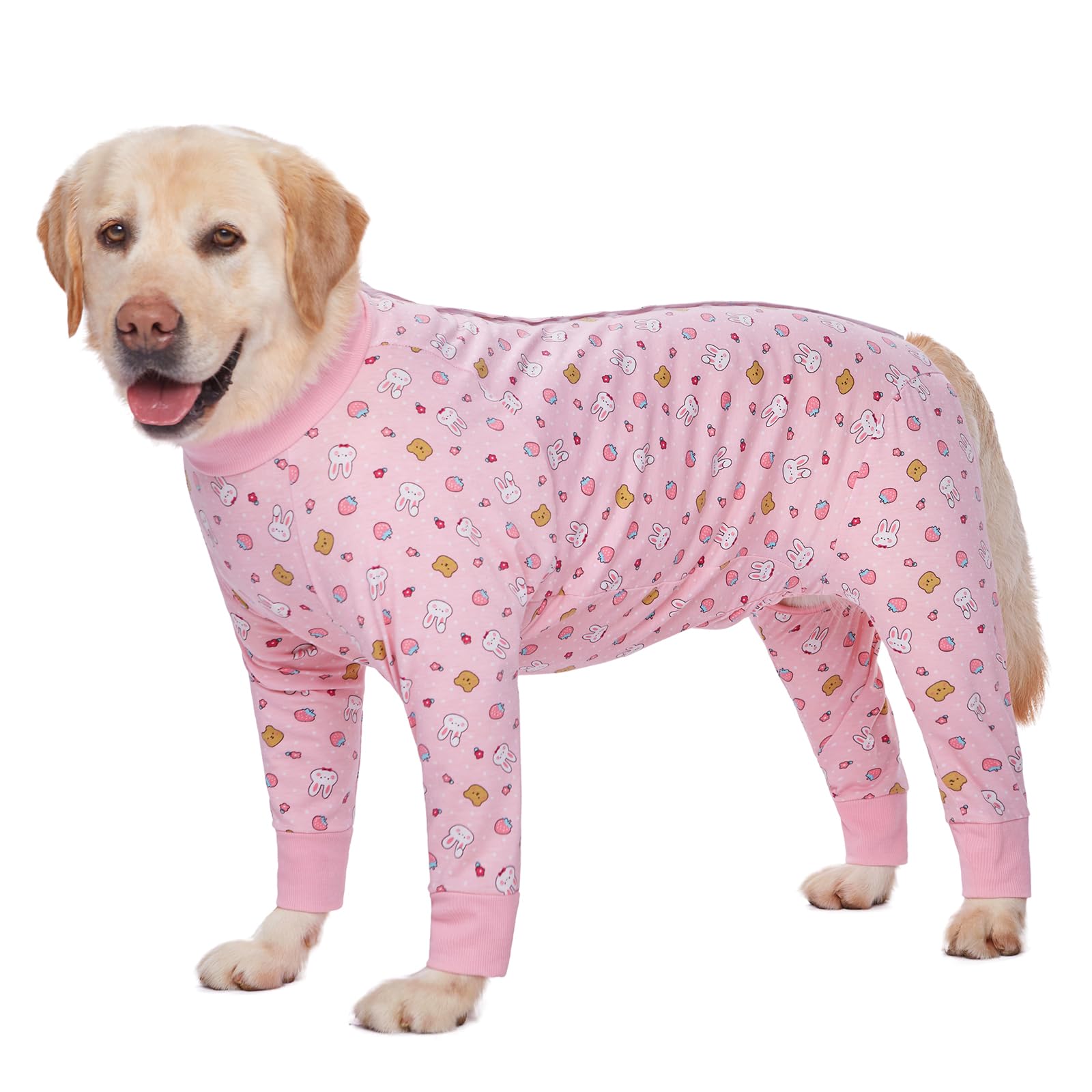 Post-Surgery Recovery Suit for Large & Medium Dogs - Soft, Breathable Anti-Licking Dog Onesie | E-Collar & Cone Alternative | Full Body Pet Bodysuit for Wound Protection & Hair Loss Prevention (2XL, Pink Bunny) | Ideal for Post-Op Care, Spay/Neuter Recovery & Skin Protection