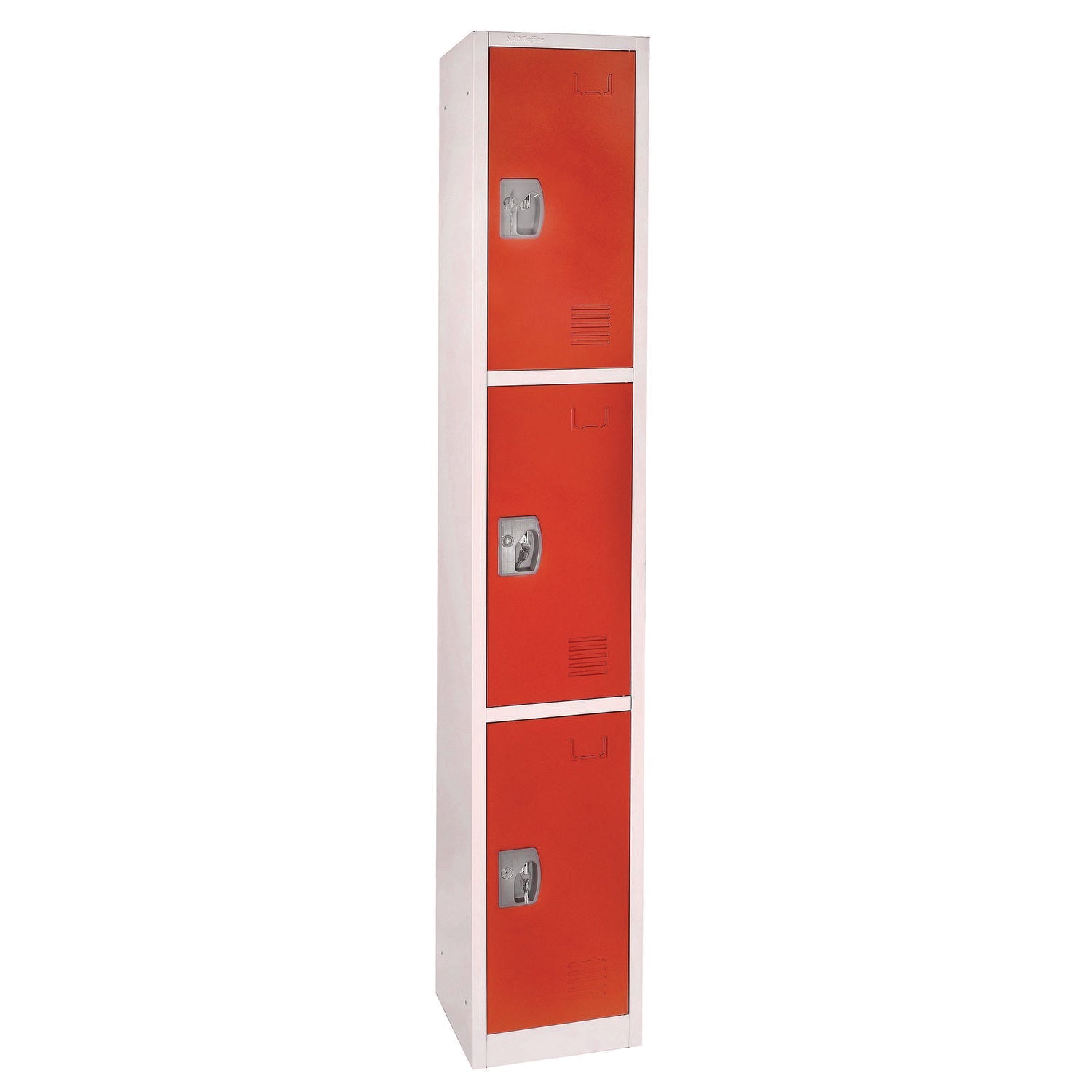 Steel Storage Locker with 3 Compartments - 12x12x72 Inches, Red - Heavy-Duty School, Gym & Office Locker for Secure Storage