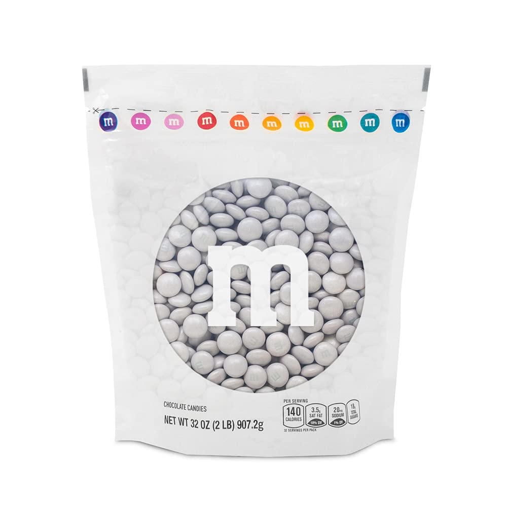 M&M’S Platinum Milk Chocolate Candy - 2lbs Bulk Chocolate Candy in Resealable Bag for Parties, Weddings, Graduations & Halloween - Perfect for Gift Baskets, Office Treats & Holiday Celebrations