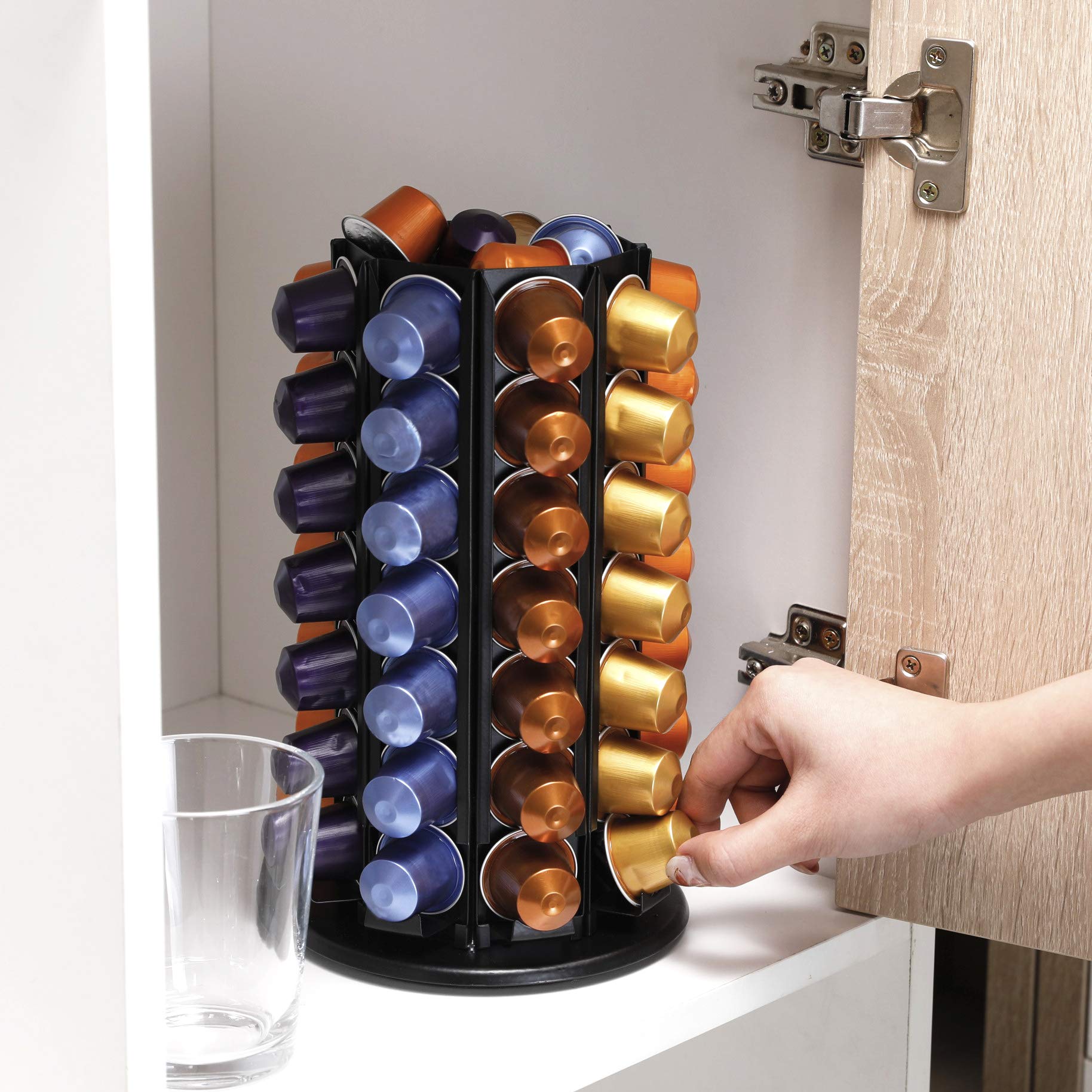 Original Nespresso Pod Holder with Carousel - Holds 80+ Coffee Capsules | Compact Espresso Pod Storage Organizer for Kitchen Countertop & Office Use