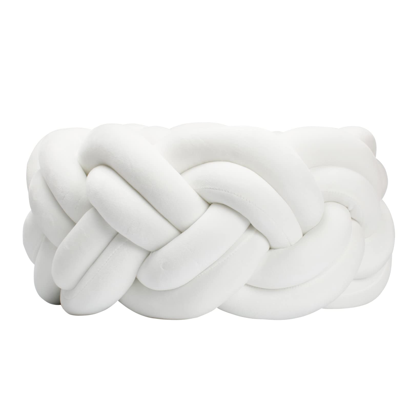 XHJRI 6 Knot Cushion - Soft Handmade Braided Throw Pillow for Sofa & Bedroom Decor - 118 Inch New White Knotted Pillow for Bed Gap Filling - Perfect for Cozy Home Decor and Living Room Accents