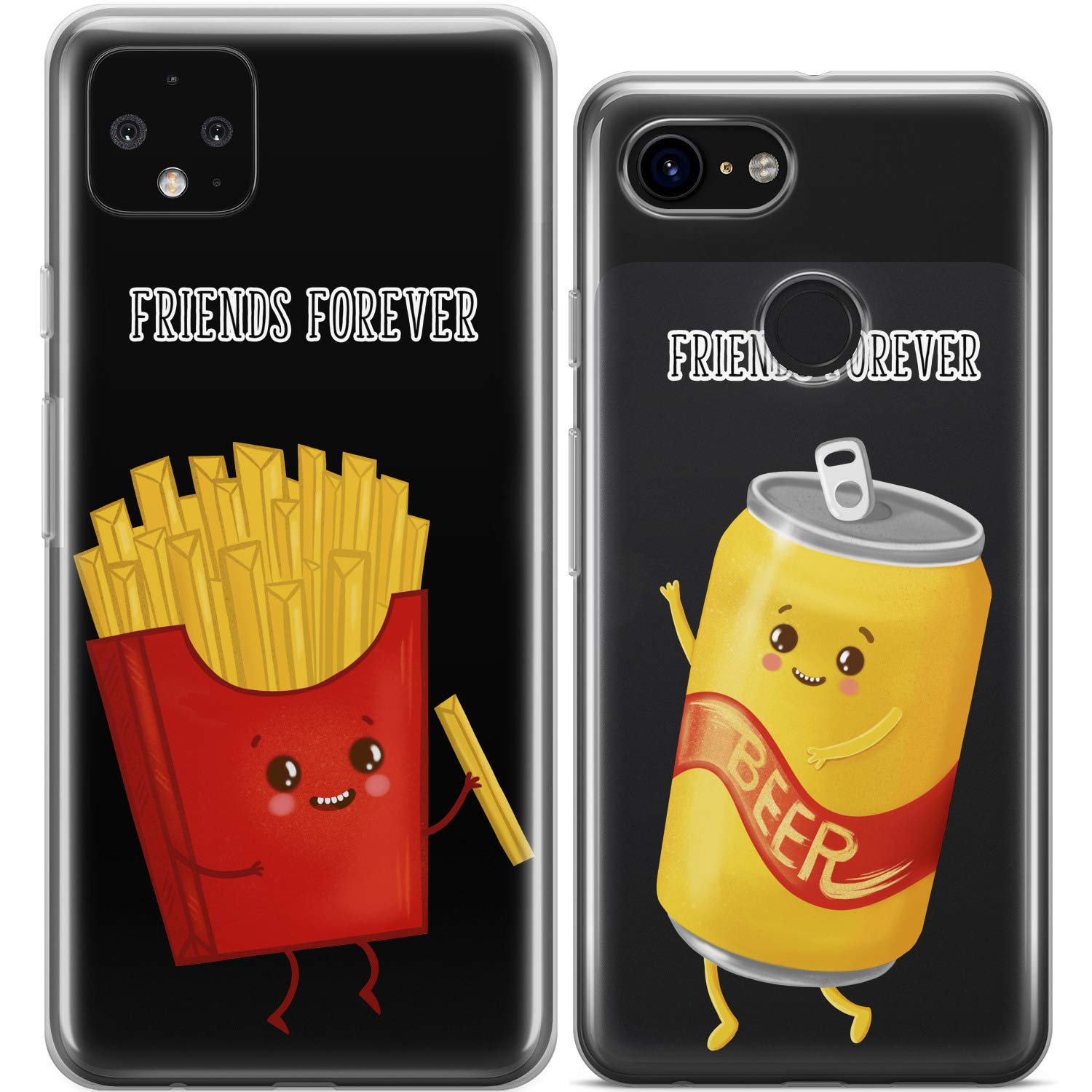 Cute Matching Phone Cases for iPhone 15 Pro Max/14 Plus/13/12 Mini/11/SE/XS/XR/8/7 - Best Friend BFF Junk Food Fries Design - 2-Pack Set - Perfect Gift for Birthday, Friendship Day & Couple Accessories