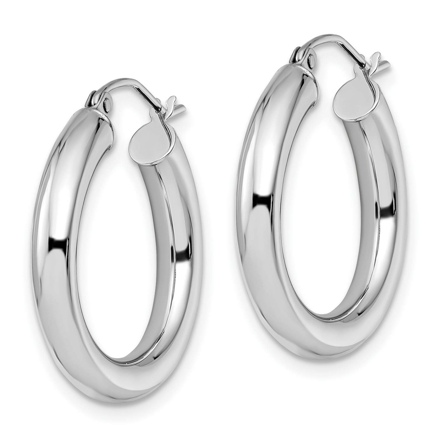 14K White Gold Lightweight Hoop Earrings 26x24mm - Elegant Everyday Jewelry for Women, Perfect for Work, Date Night & Special Occasions