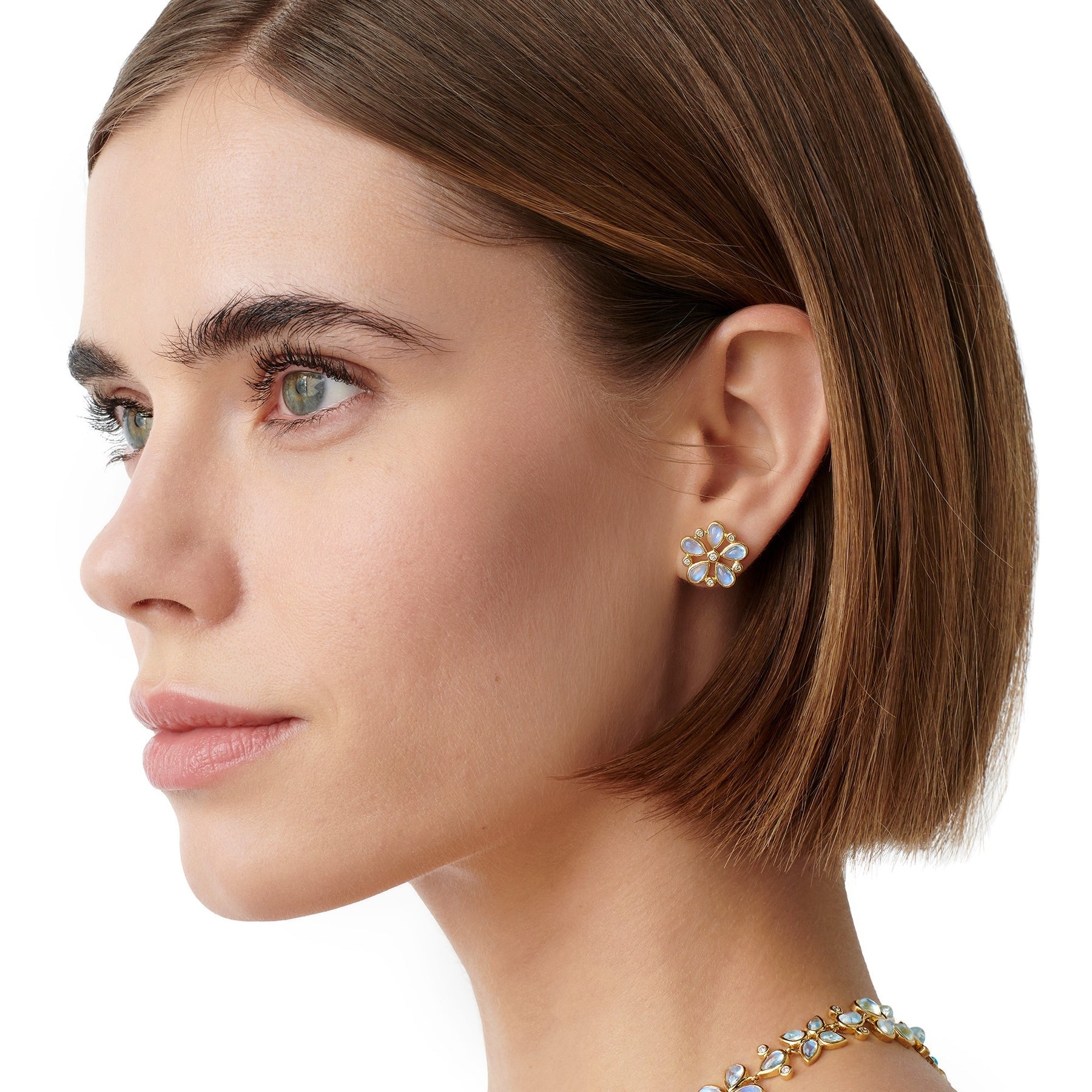 Temple St. Clair Luna Flower Post Earrings - 18K Gold Plated Floral Stud Earrings for Women | Perfect for Weddings, Date Nights & Special Occasions