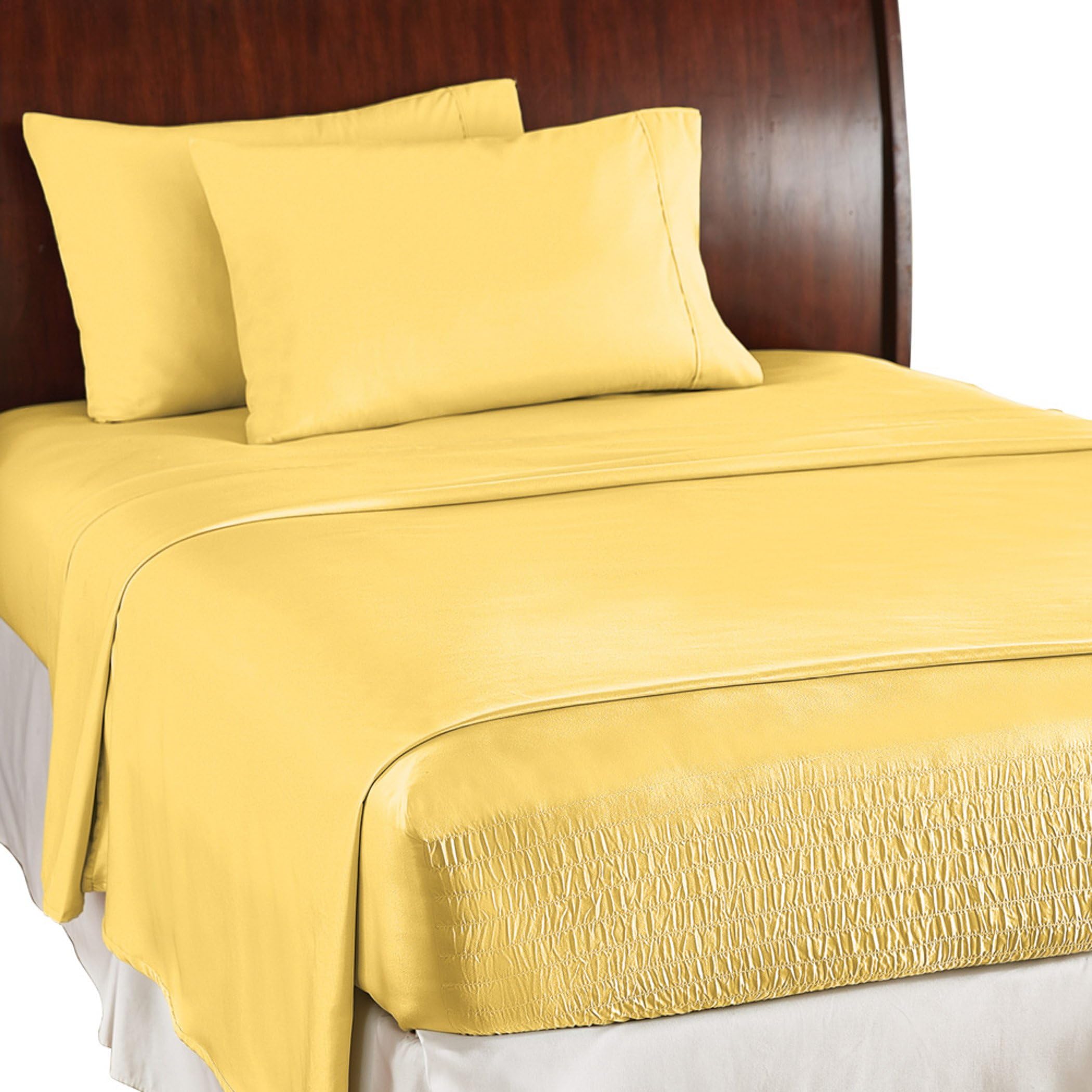 Soft Microfiber Sheet Set King Size - Yellow | Bed Tite Collections Etc | Luxurious Bedding for Comfortable Sleep & Home Decor