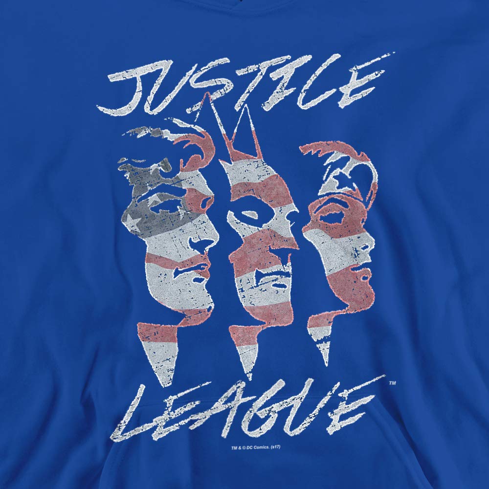 Trevco JLA Justice For America Unisex Youth Pullover Hoodie - Superhero Costume & Casual Wear for Kids & Teens - Perfect for Halloween, Cosplay, and Everyday Fashion