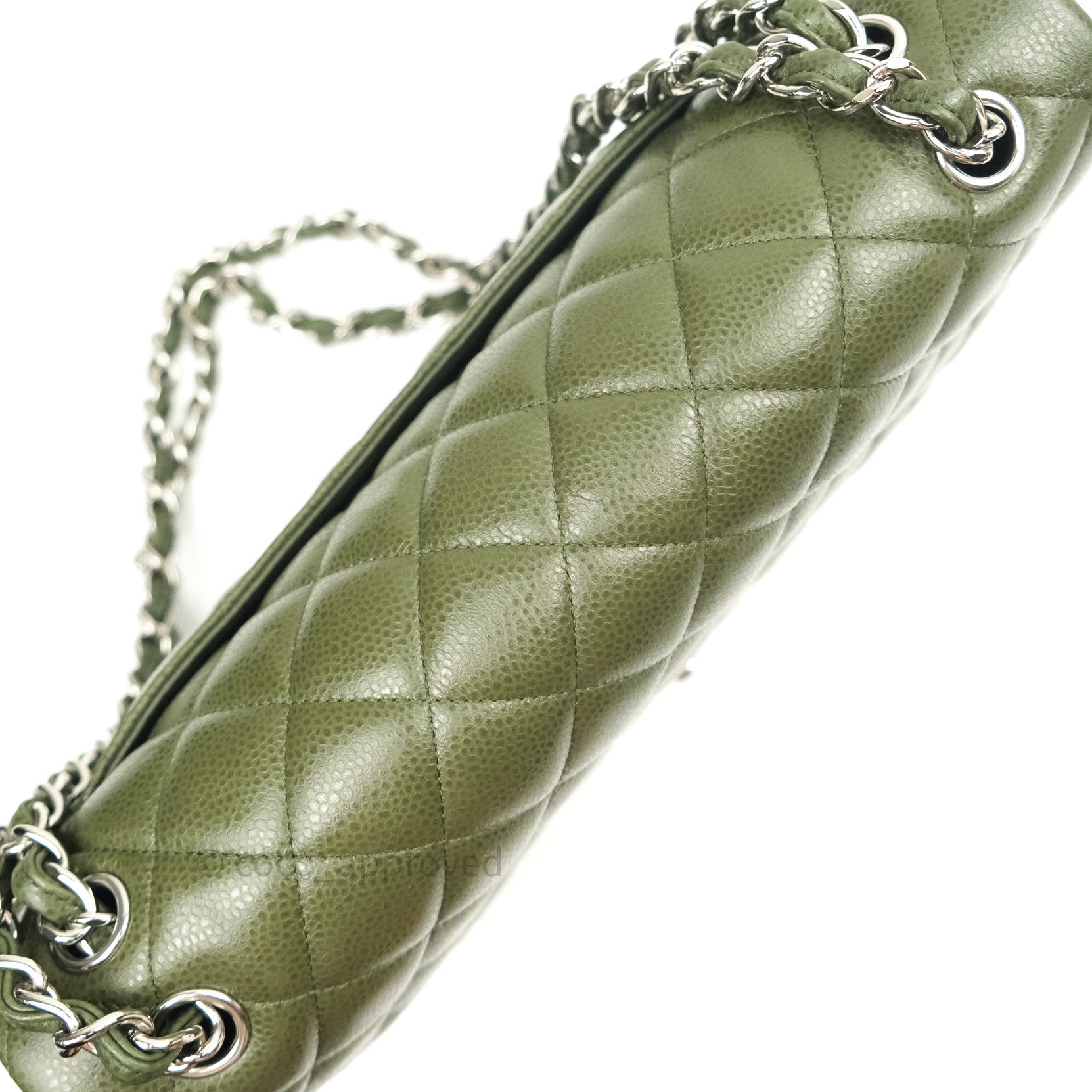 Chanel Classic Jumbo Double Flap Quilted Handbag in Green Caviar Leather with Silver Hardware - Luxury Designer Crossbody Bag for Women, Perfect for Parties, Work & Everyday Use