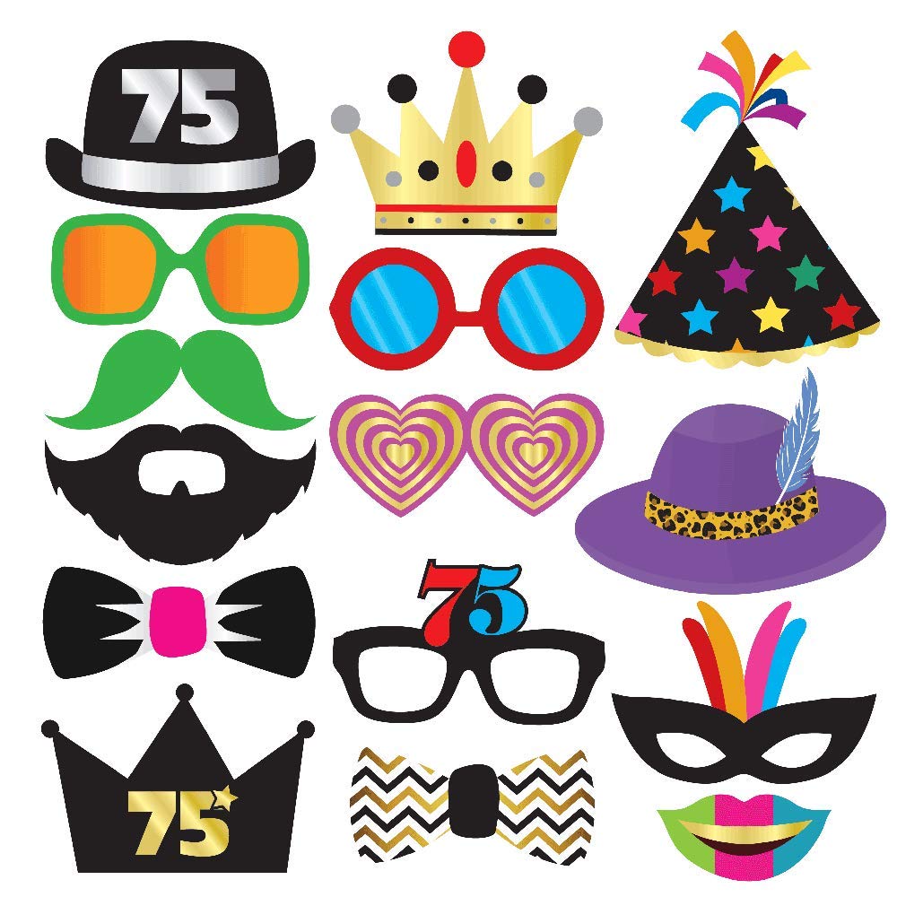 75th Birthday Photo Booth Props Kit - 40-Piece Set for 75 Year Old Birthday Party Decorations, Favors & Supplies | Perfect for Milestone Celebrations, Senior Parties & Golden Anniversary Events