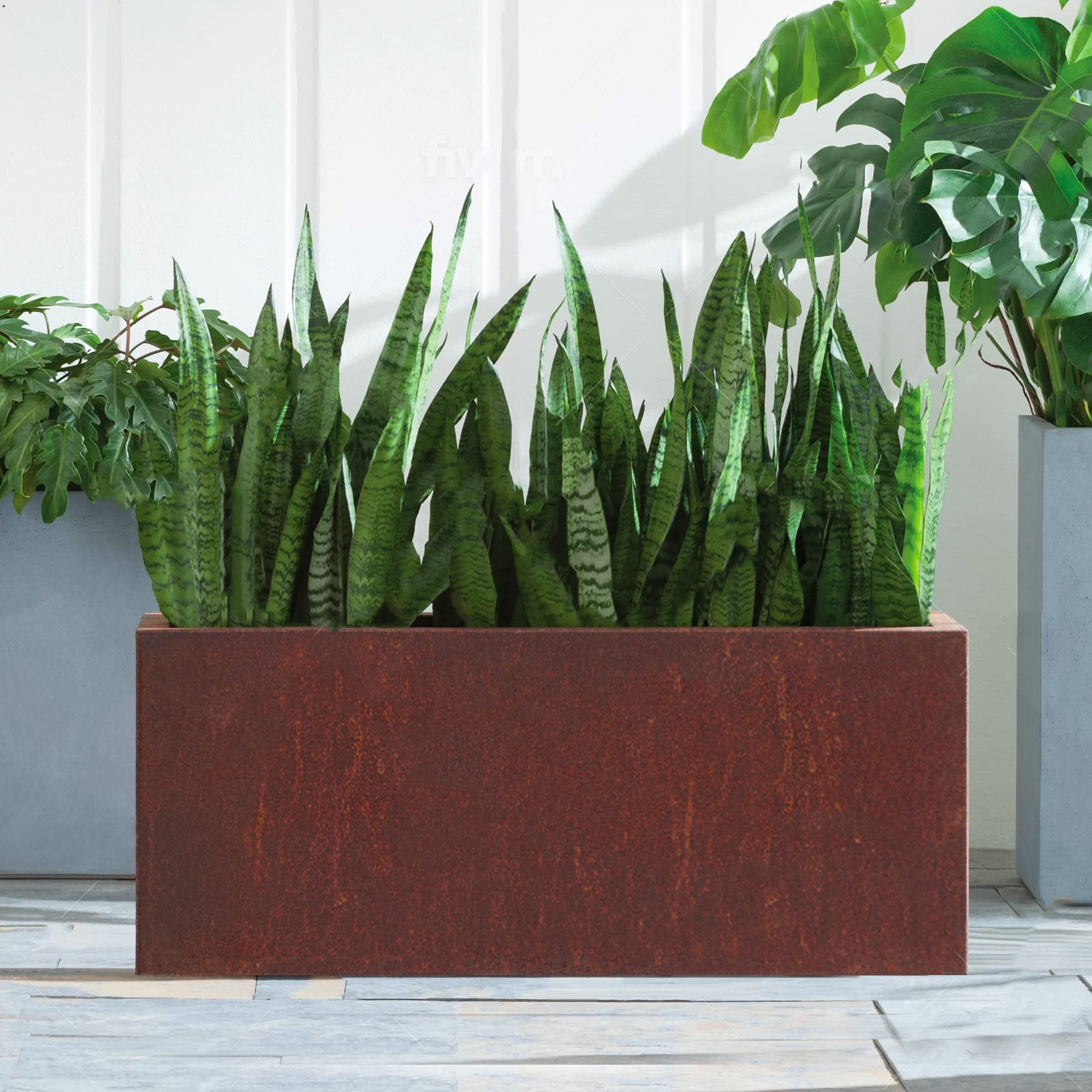 MK Designs - Premium Corten Steel Box Planters for Outdoor Plants (15