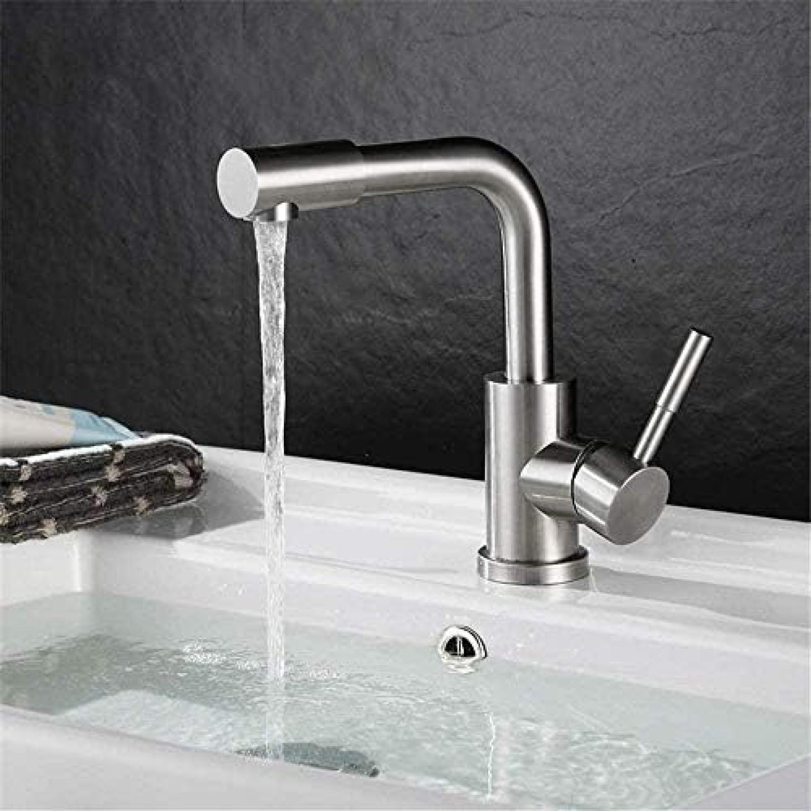 CRJUS 360 Degree Rotatable Single Handle Kitchen Faucet - Modern Stainless Steel Pull Out Sprayer for Sink - Perfect for Cooking, Washing Dishes & Bathroom Use