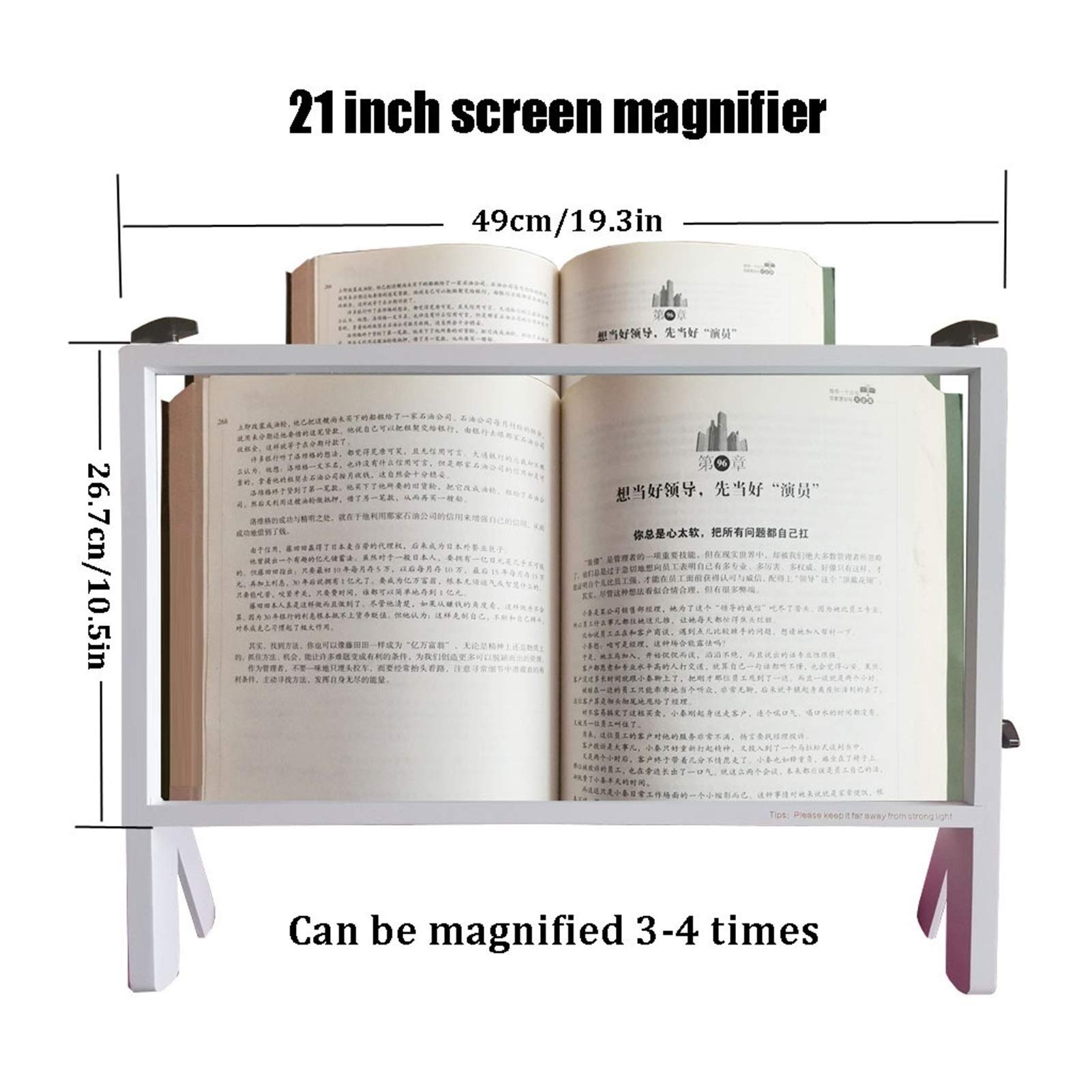 21 Inch Laptop Screen Magnifier - 3D Physical Magnifying Glass with Anti-Blue Light Technology, Portable Extender Stand for Computer Magnifying Screen Laptop Stands, White - Ideal for Reading, Gaming, and Office Work