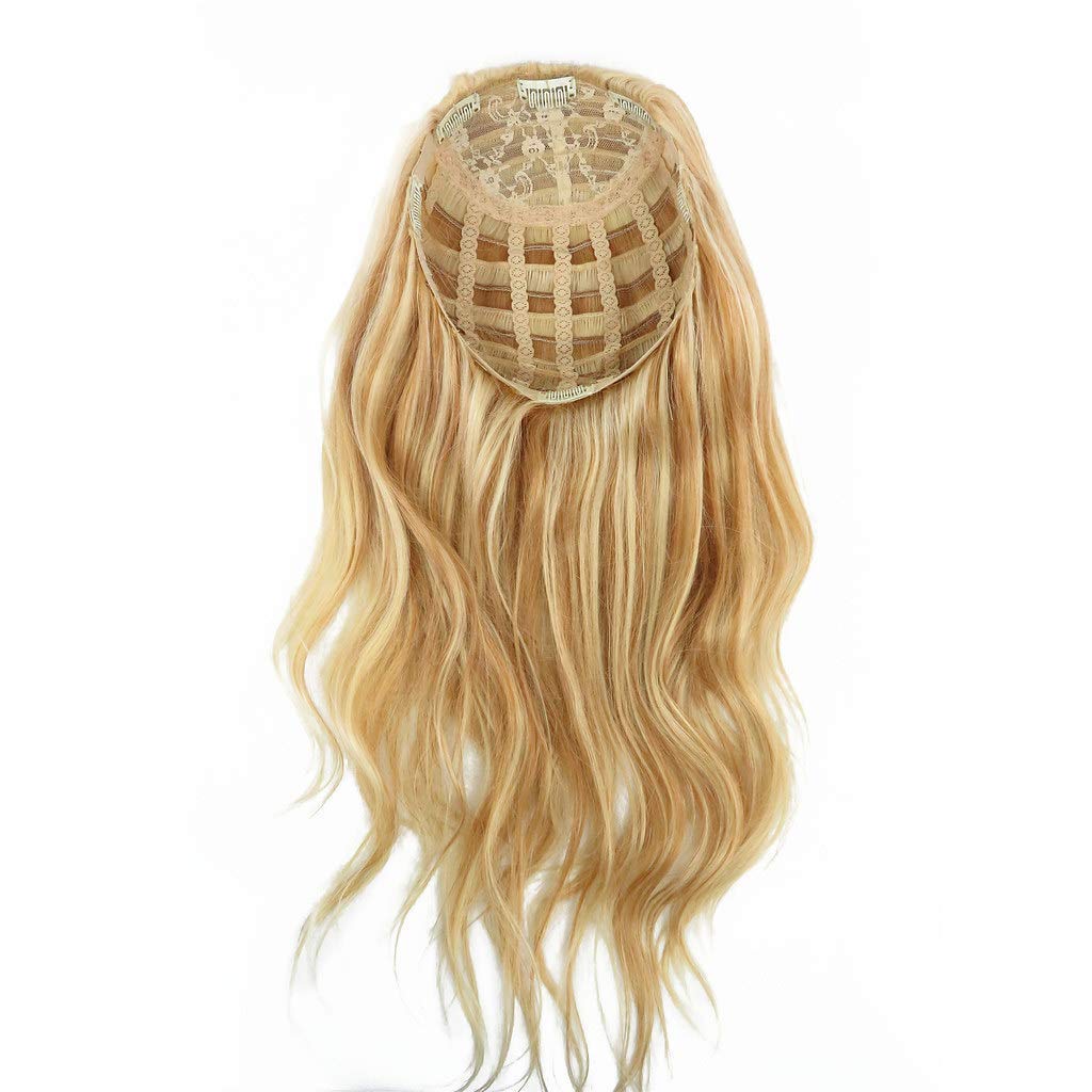 3/4 Half Wig Human Hair Extensions 16 Inch 160g - Natural Wavy 613 Bleach Blonde Clip-in Hair Extensions for Women | Long Thick Real Human Hair for Daily Styling, Parties & Special Occasions