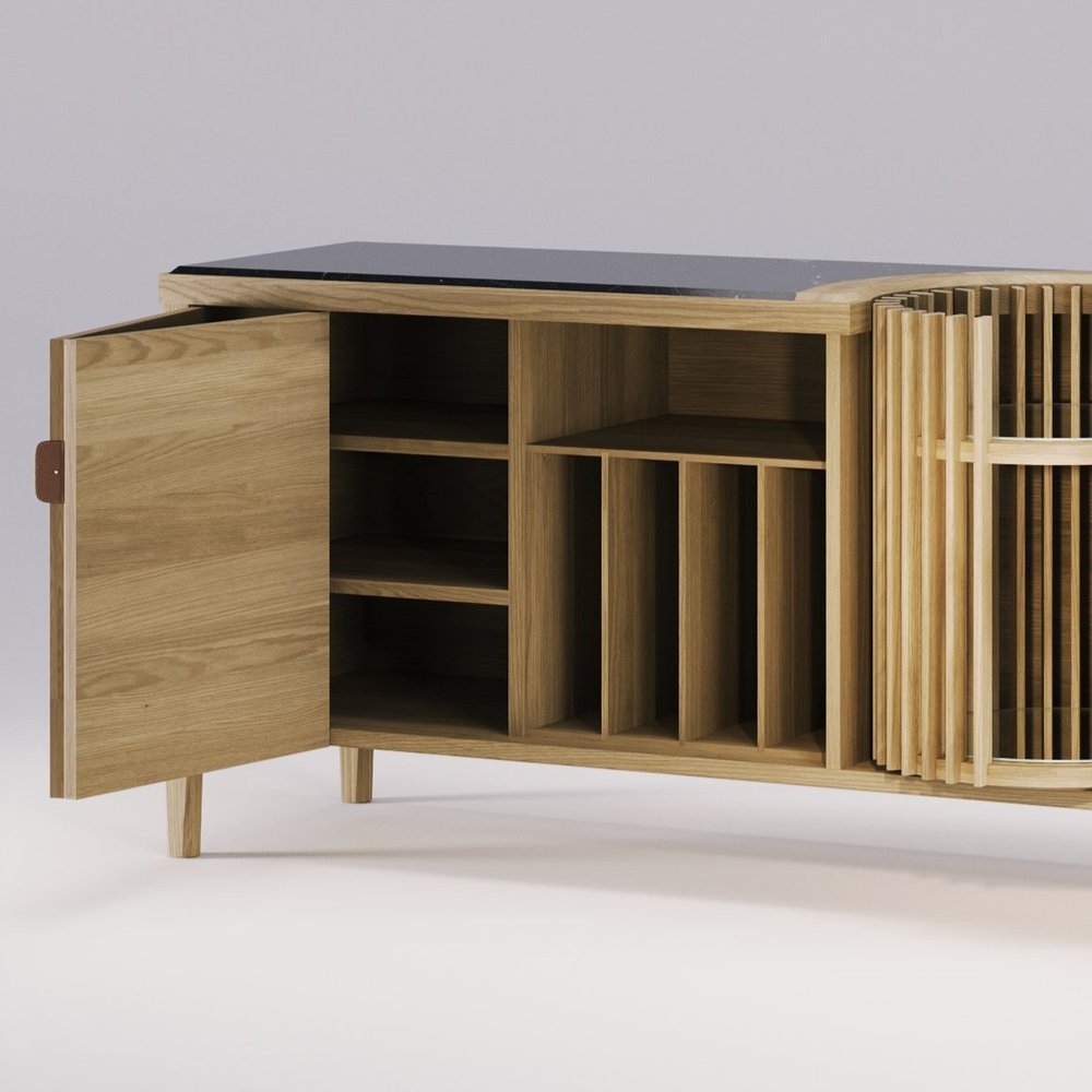 Modern CAROUSEL Sideboard Buffet Cabinet - Stylish Storage for Dining Room, Living Room & Entryway | Perfect for Organizing Dishes, Linens & Home Decor
