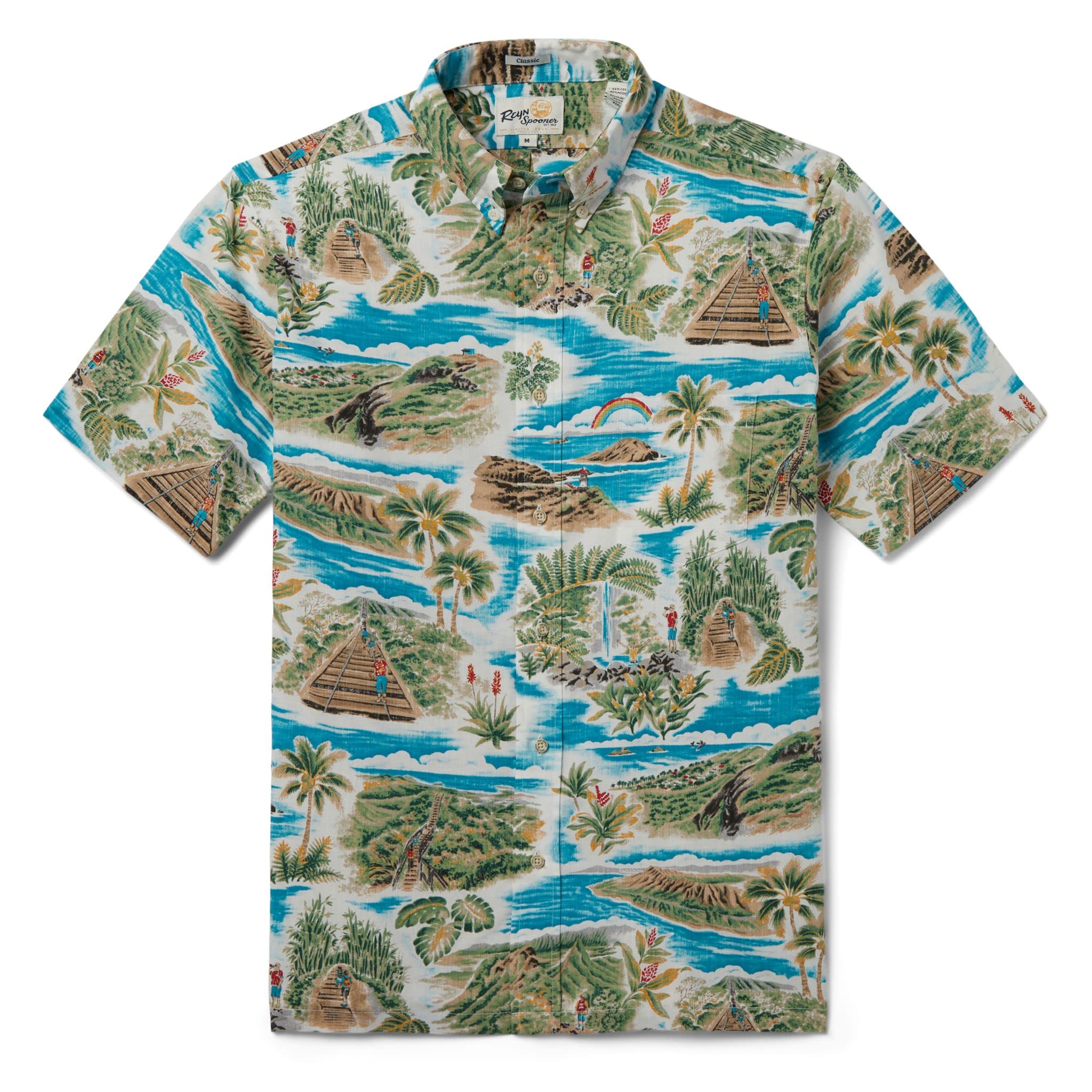 Reyn Spooner Men's Hawaiian Aloha Shirt - Short Sleeve Button Down Casual Shirt for Beach, Vacation & Summer Outfits