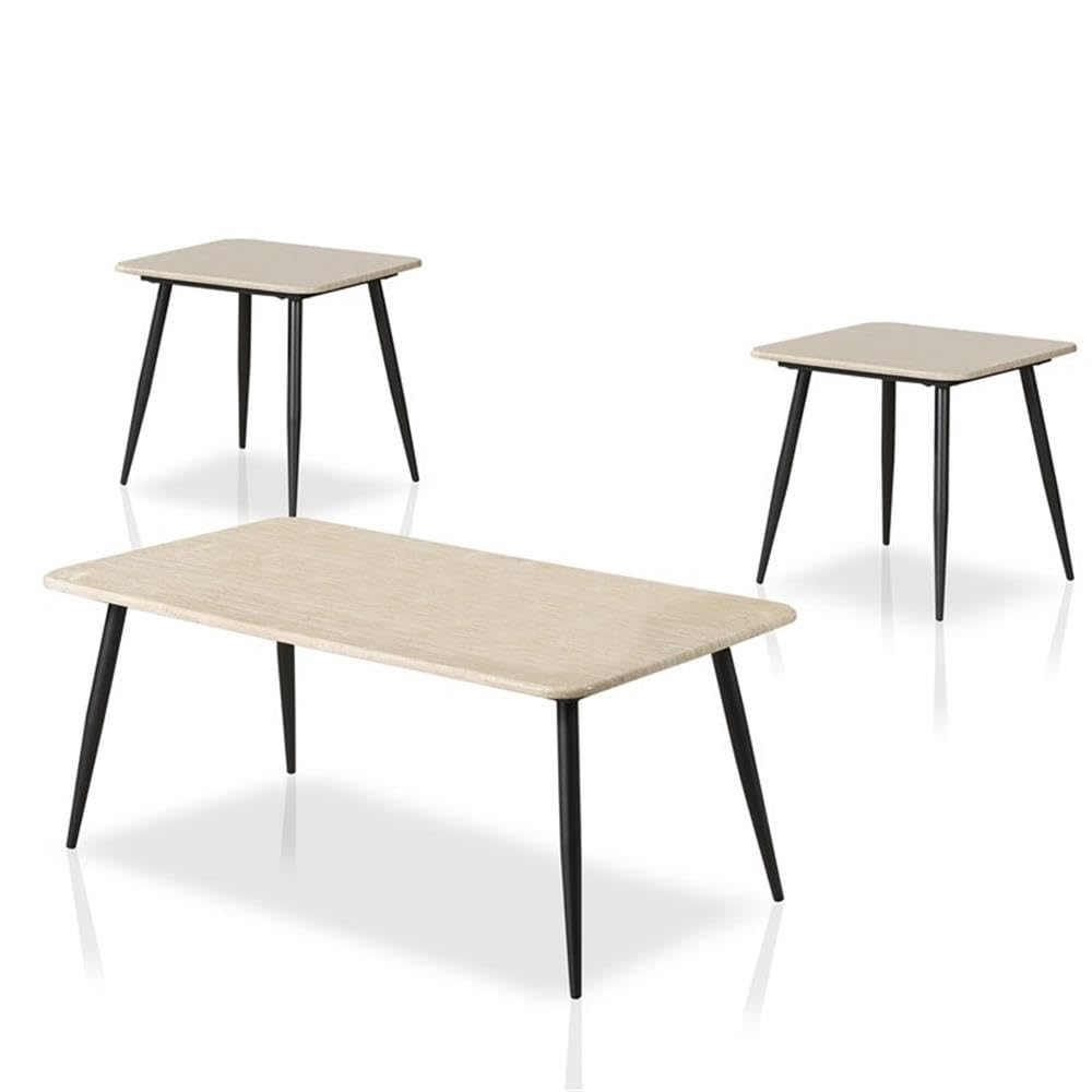 Teres Wood 3-Piece Coffee Table Set in Natural Tone by Furniture of America - Modern Living Room Furniture for Home Decor & Entertaining