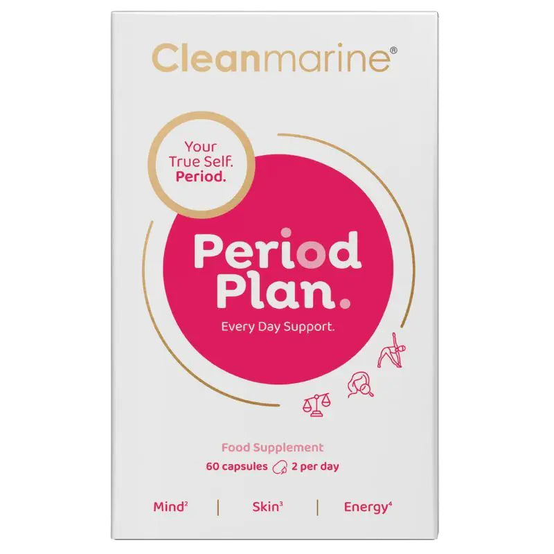 Cleanmarine Period Plan Krill Oil 60 Capsules - Natural PMS & Menstrual Support Supplement for Women - Relieve Cramps, Mood Swings & Bloating - Perfect for Daily Wellness Routine