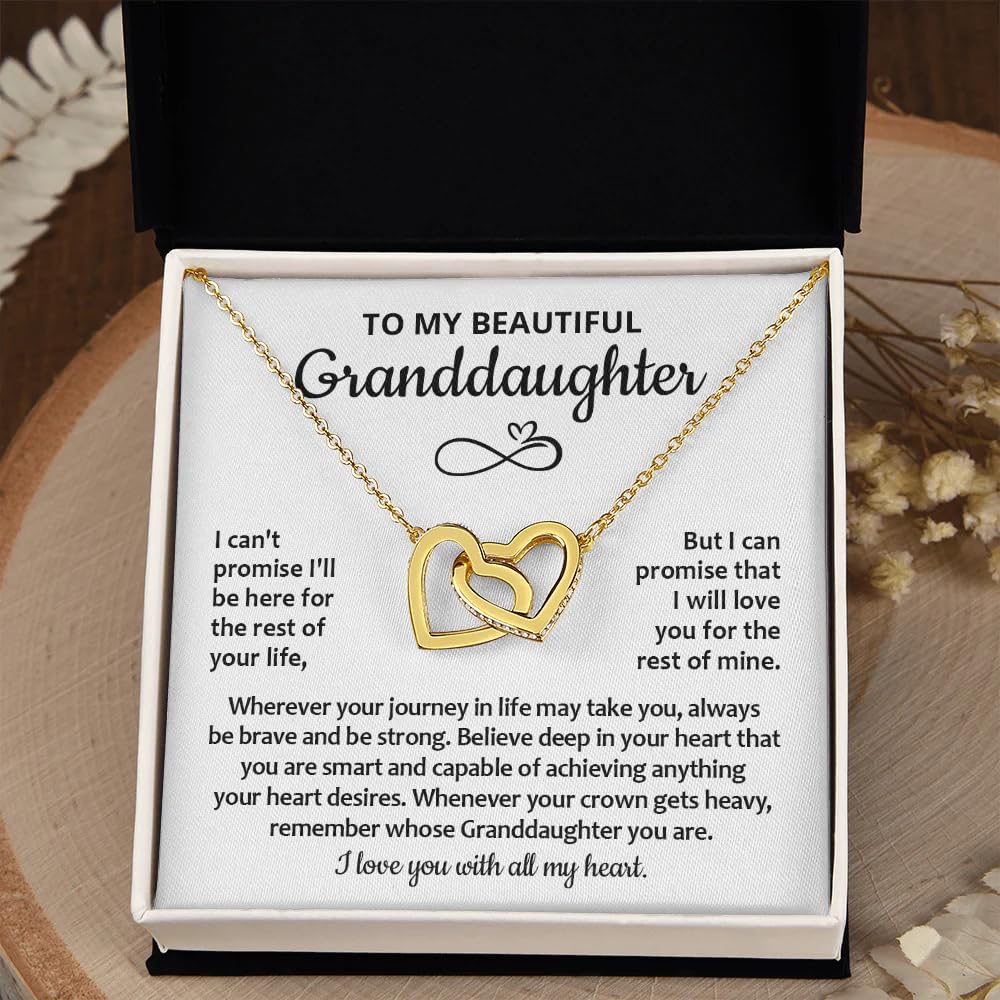 Interlocking Heart Necklace for Granddaughter - Meaningful Jewelry Gift from Grandma or Grandpa | Birthday & Graduation Present | Perfect for Special Occasions & Family Bonding