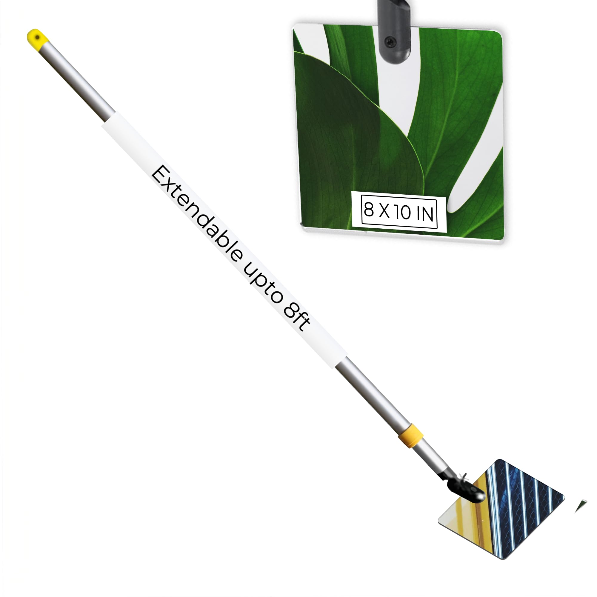 Telescoping Inspection Mirror with 8x10 Inch Acrylic Mirror - Extends from 4ft to 8ft - Lightweight & Durable for Auto Repair, HVAC, and Home Maintenance