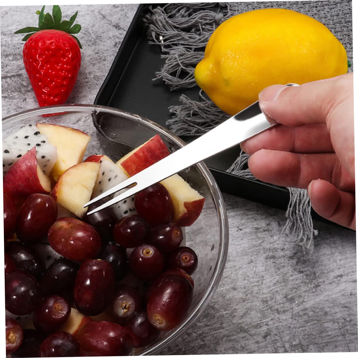 24-Piece Cabilock Portable Stainless Steel Fruit Forks & Cake Spoons Set - Durable, Non-Bendable Dessert Utensils for Parties, Picnics, BBQs & Home Snacking