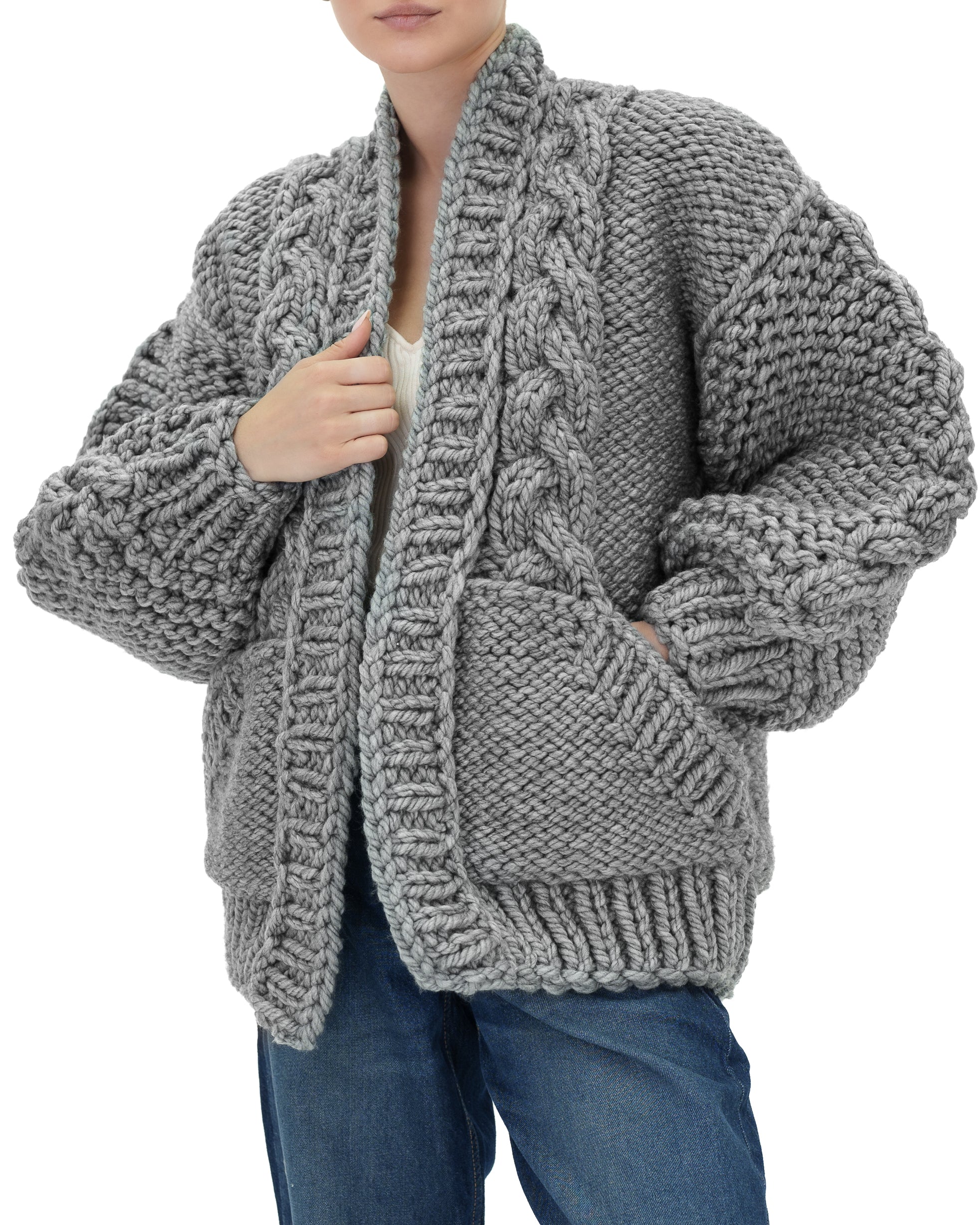 Stylish Braided Pocket Cardigan for Women - Soft Knit Open Front Sweater | Perfect for Fall, Winter & Layering Outfits