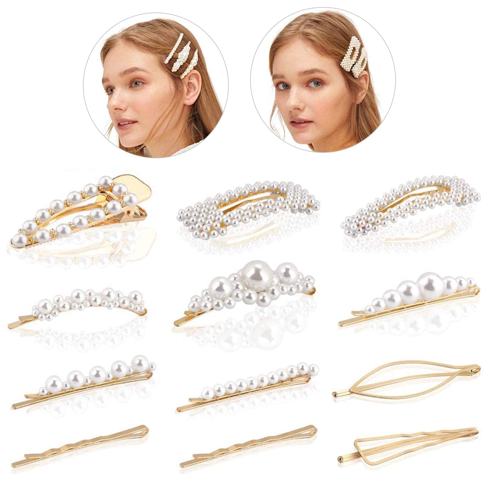 Makone Pearl Hair Clips 12 Pcs - Elegant Pearl Barrettes for Women & Girls | Fashion Hair Accessories for Weddings, Parties & Daily Styling