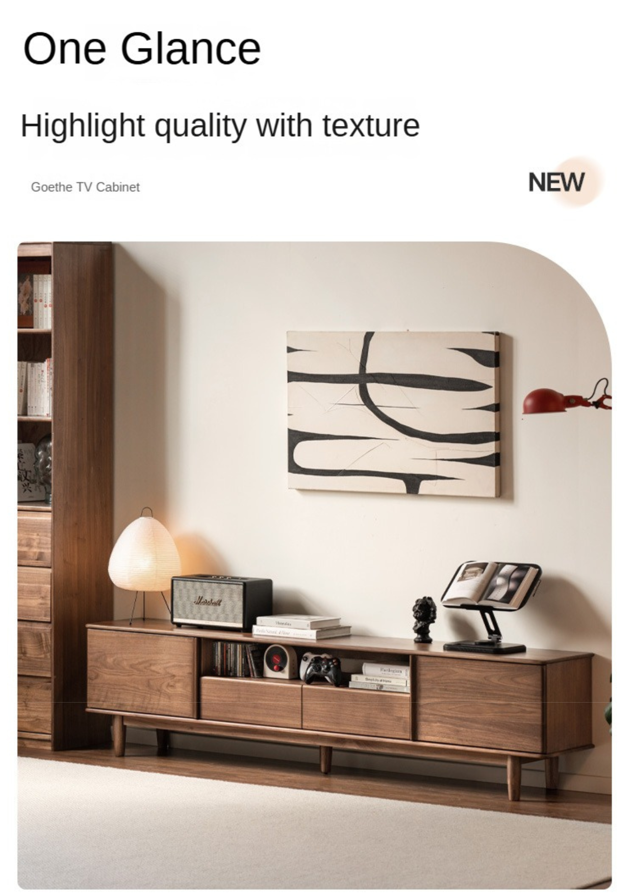 Premium Black Walnut Solid Wood TV Stand - Modern Minimalist Design Entertainment Center for Living Room, Bedroom & Home Theater
