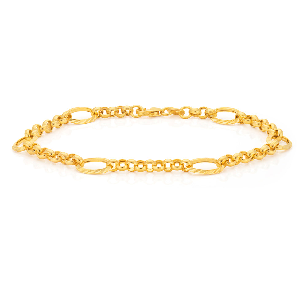 9ct Yellow Gold Belcher Chain Bracelet 19cm - Elegant Jewelry for Women, Perfect for Everyday Wear & Special Occasions