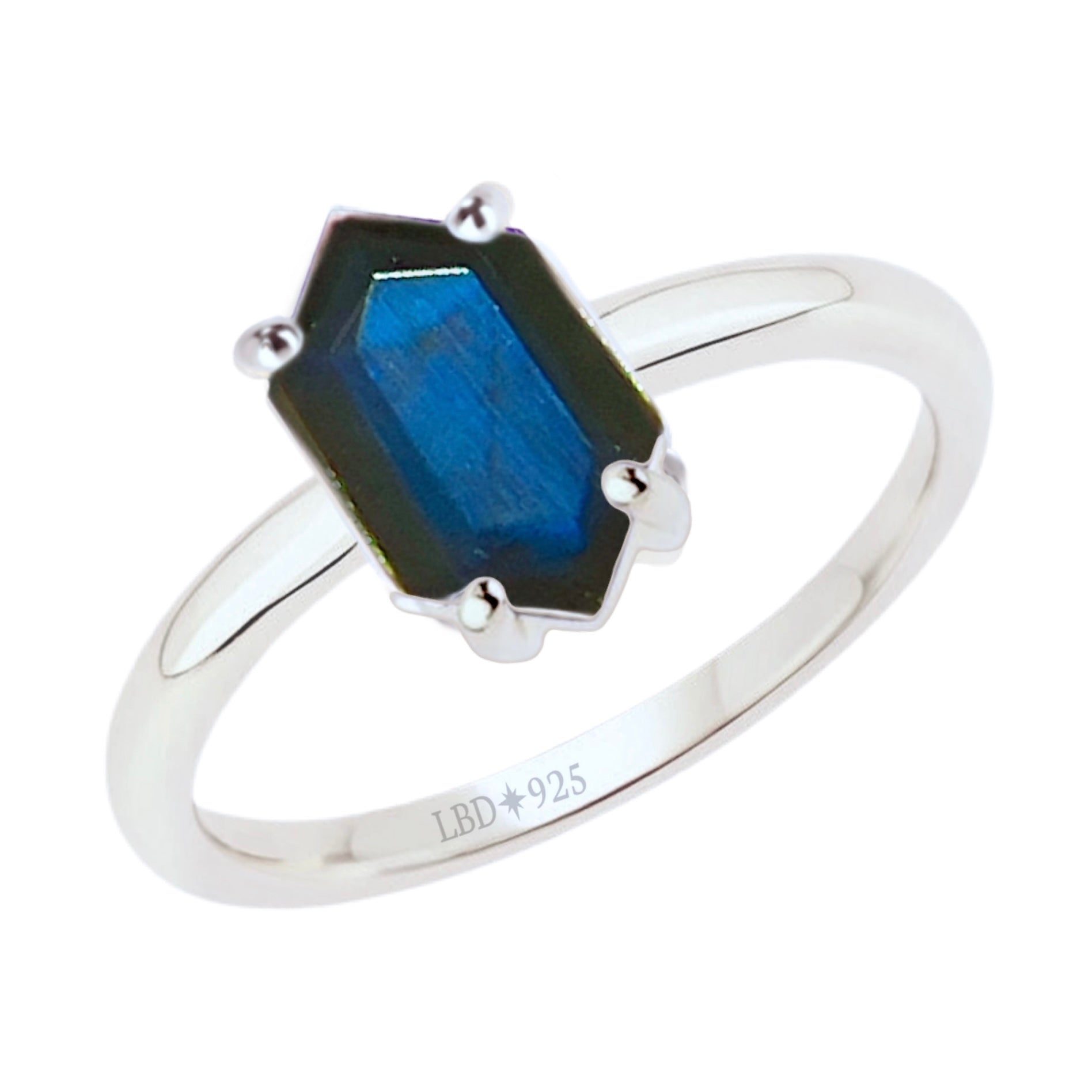 Laihas Mini Hex Crystal Labradorite Ring - Elegant Sterling Silver Jewelry for Women, Perfect for Everyday Wear & Special Occasions